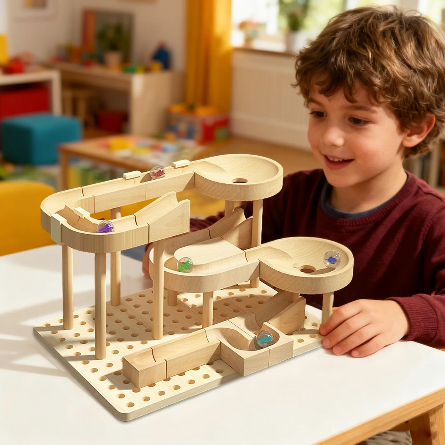 Corsa di Biglie Attività STEM Educative E Divertenti | Labirinto di Biglie Giocattoli da Costruzione Giochi Puzzle Per Ragazzi E Ragazze Compleanno Natale Scuola Asilo Sviluppo
