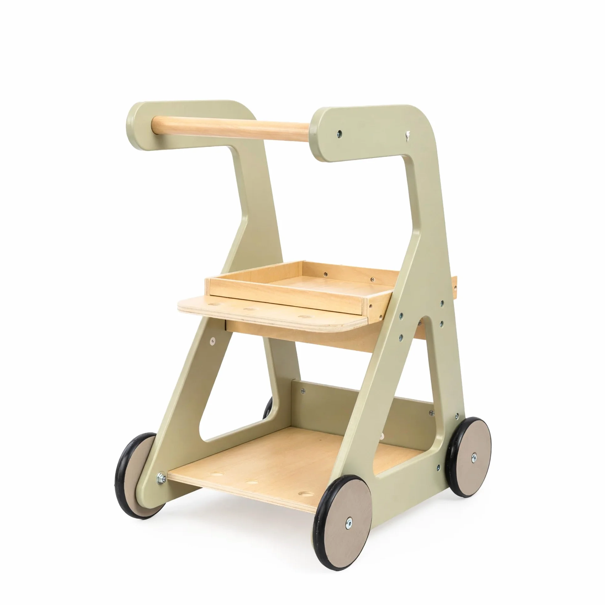Mamabrum Carrello per la pulizia dei bambini in legno con accessori su ruote set da 11 pezzi giocattolo educativo gioco di ruolo