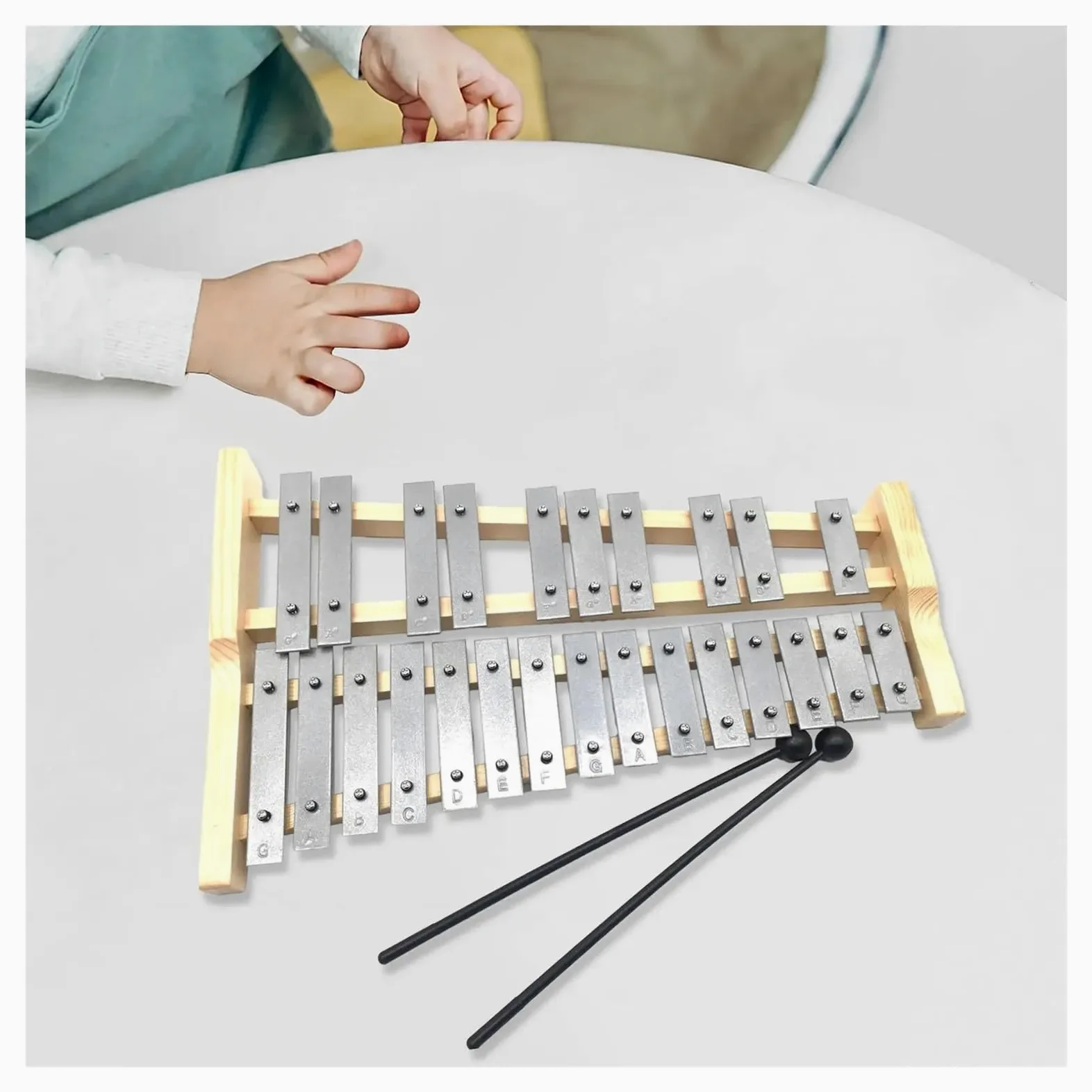 25 Key Glockenspiel Professional Compact Xylophone | Strumento musicale portatile con struttura in legno