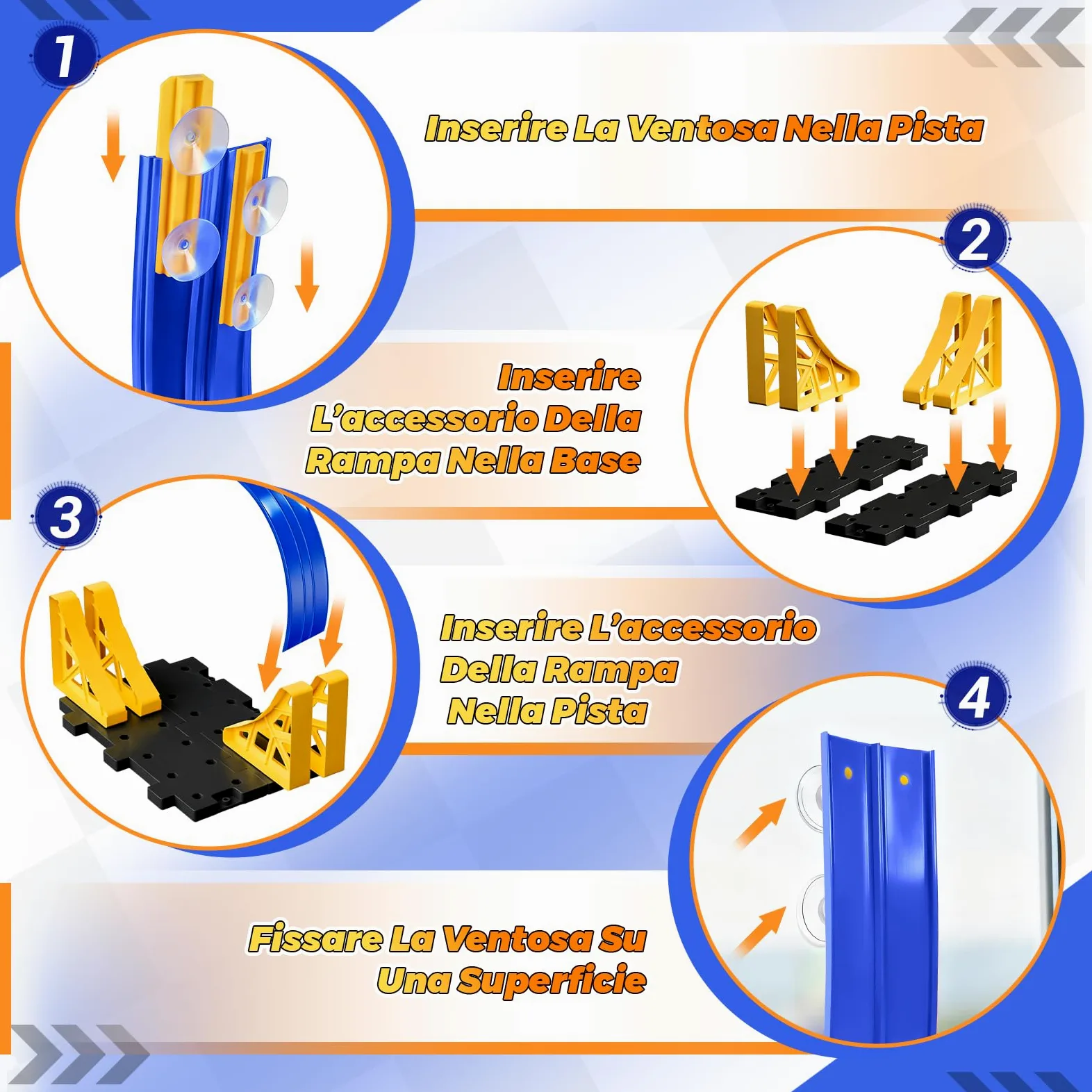 Pista Macchinine 5M Pista Flessibile Macchinine 4 Macchinine 2 Rampe 1 Borsa Portaoggetti 4 Ventose Regalo Flexible Car Track per Bambini 4 5 6 7 Anni (Blu)