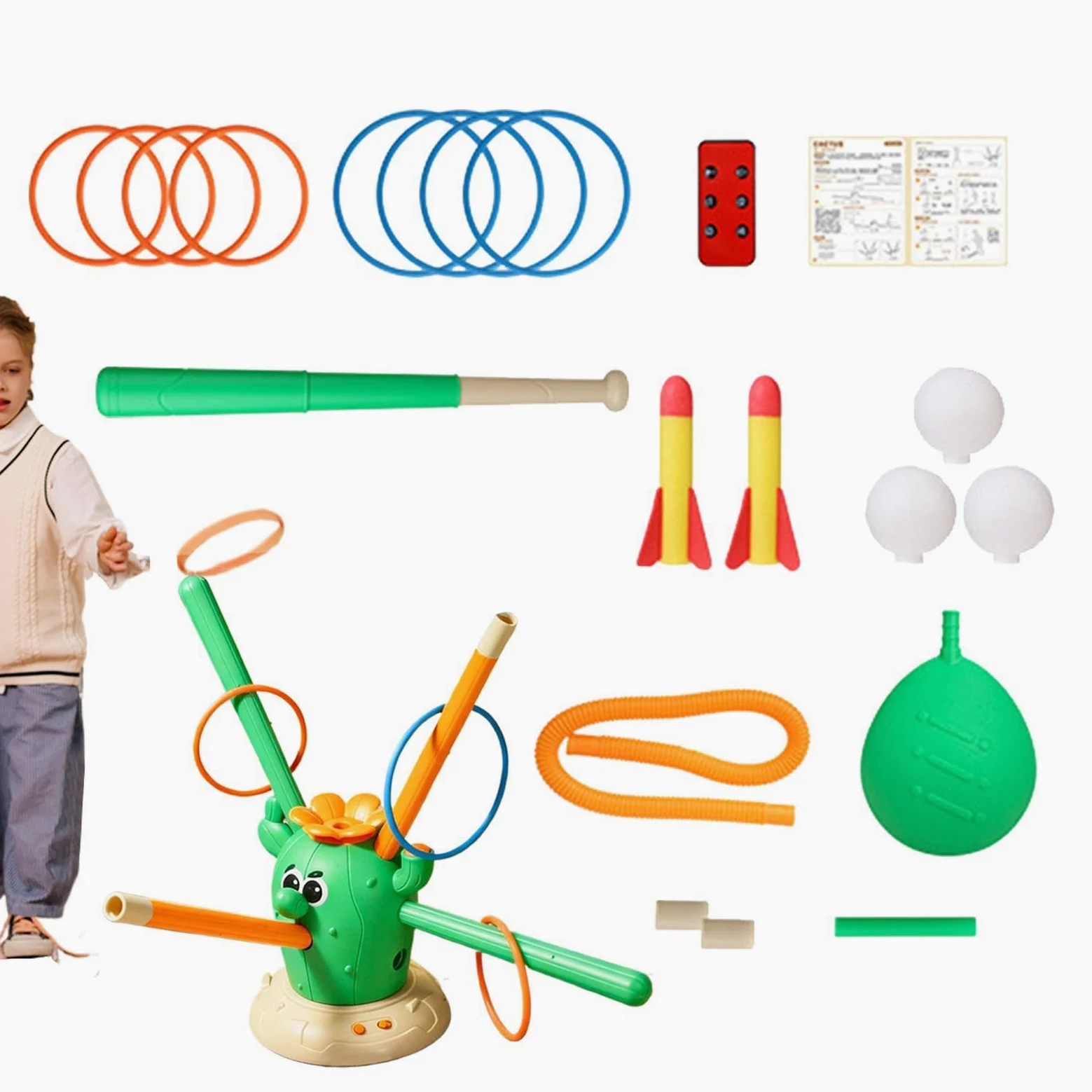 Gioco Musicale Salta E – Telecomandato | Set Di Gioco Interattivo Per Bambini | Lancio Di Anelli E Ostacoli Con Musica | Ideale Per Giardino, Cortile E Feste