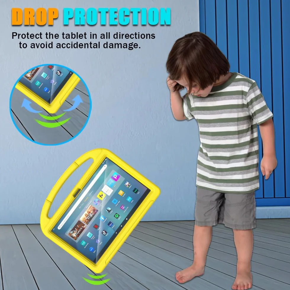 Mansiruyi Custodia per tablet da 11 pollici, non per tablet TCL Onn da 11", custodia leggera antiurto per bambini con protezione per lo schermo e maniglia di supporto, giallo