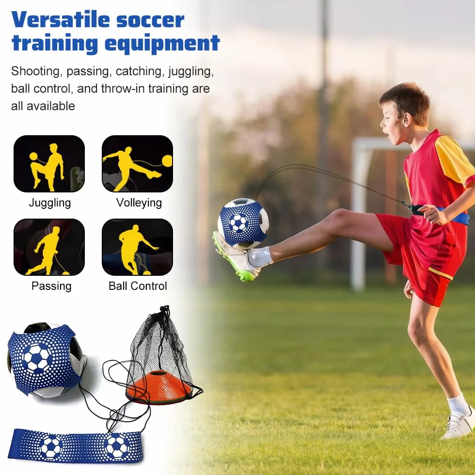 Cintura da Allenamento da Calcio con 10 Pz Coni da Allenamento,Set di Attrezzatura da Allenamenti da Calcio con Tasca a Rete per Bambini e Adulti, Pratica Efficace di Tiro e Passaggio