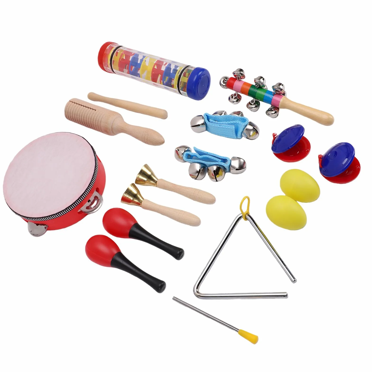 Keenso Strumenti Musicali per Bambini, Set di Percussioni in Legno di Faggio ABS con Tamburello e Battagli Maracas per Bambini Dai 3 Agli 8 Anni