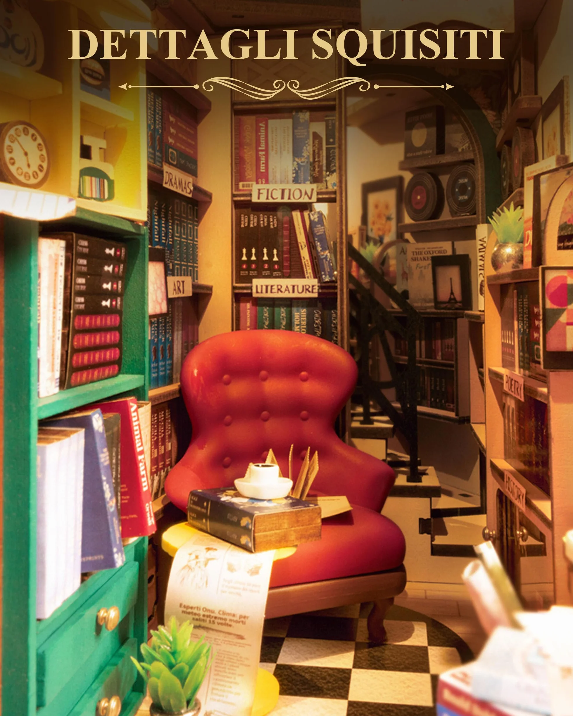 Rolife Book Store Kit Book Nook,Booknook Diorama Shakespeare,Regalo di Decorazione della scrivania per Gli Insegnanti(TGB07)