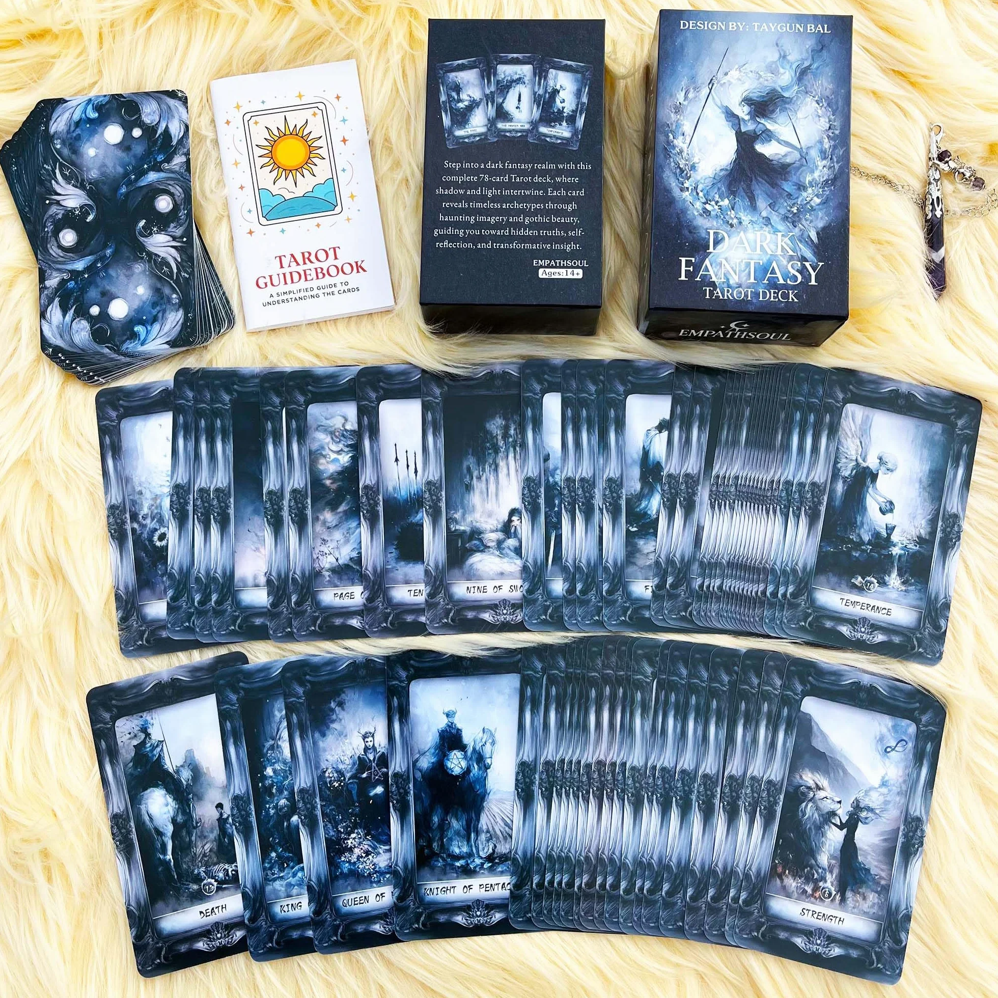Mazzo di Tarocchi Dark Fantasy 78 carte gotiche con guida per principianti gioco di divinazione ombra e luce