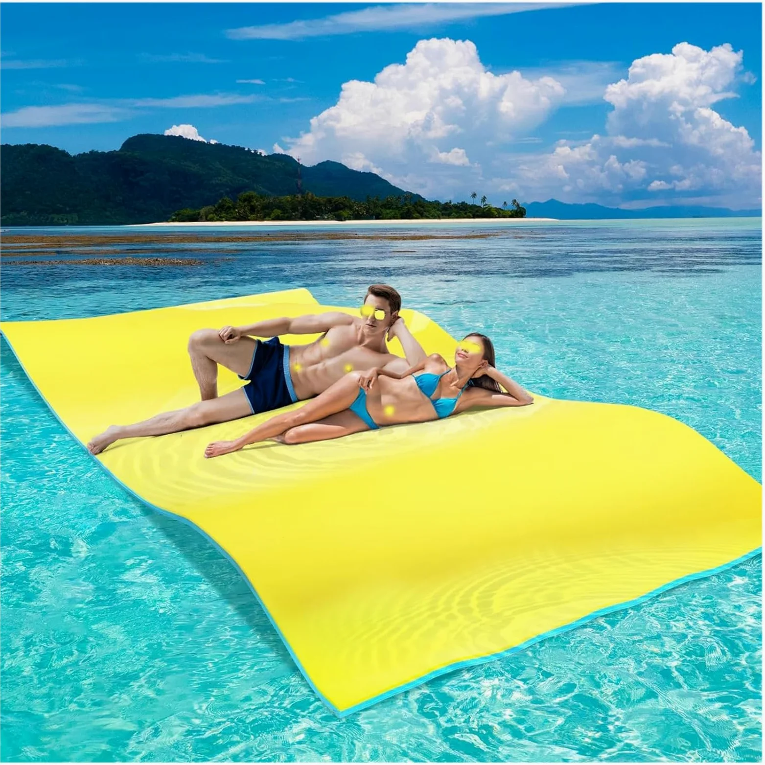 Tappetino Galleggiante, Materassino Galleggiante per Lago, Schiuma XPE a 3 Strati Resistente agli Strappi per Barca, Spiaggia, Oceano, Piscina, Lago,Giallo,250x90x 3.3cm