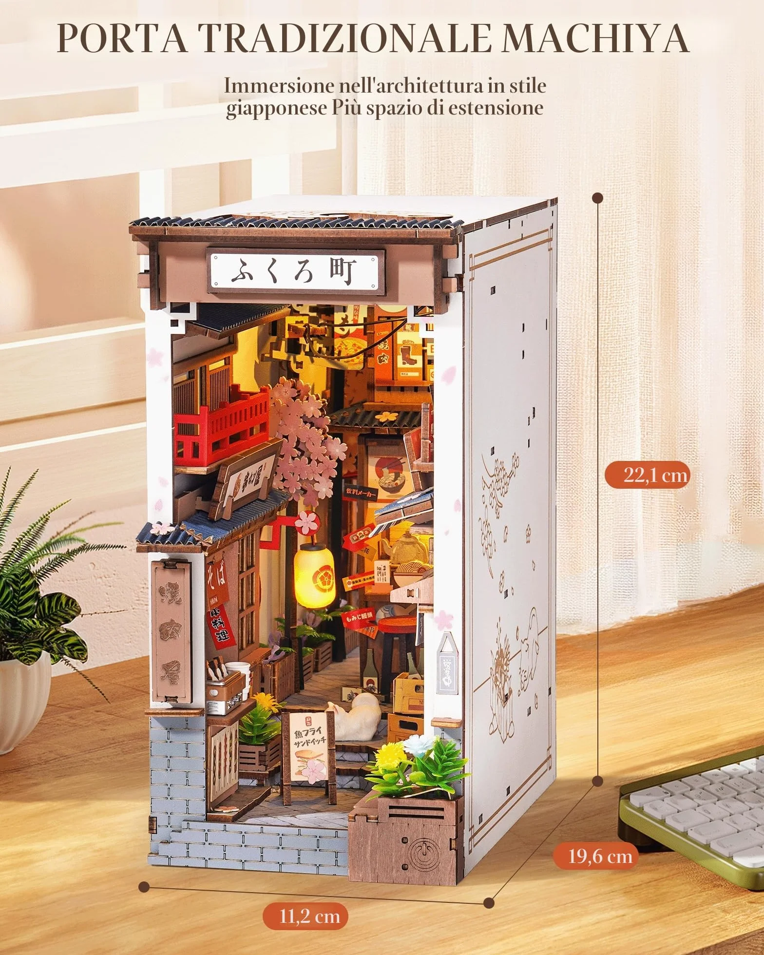 Rolife Book Nook Sakura Wine Alley – Booknook Izakaya Giapponese DIY Miniature House per Adulti, Puzzle 3D Immersivo & Decorazione da Libreria, Regalo Artigianale Antistress (Senza Colla)