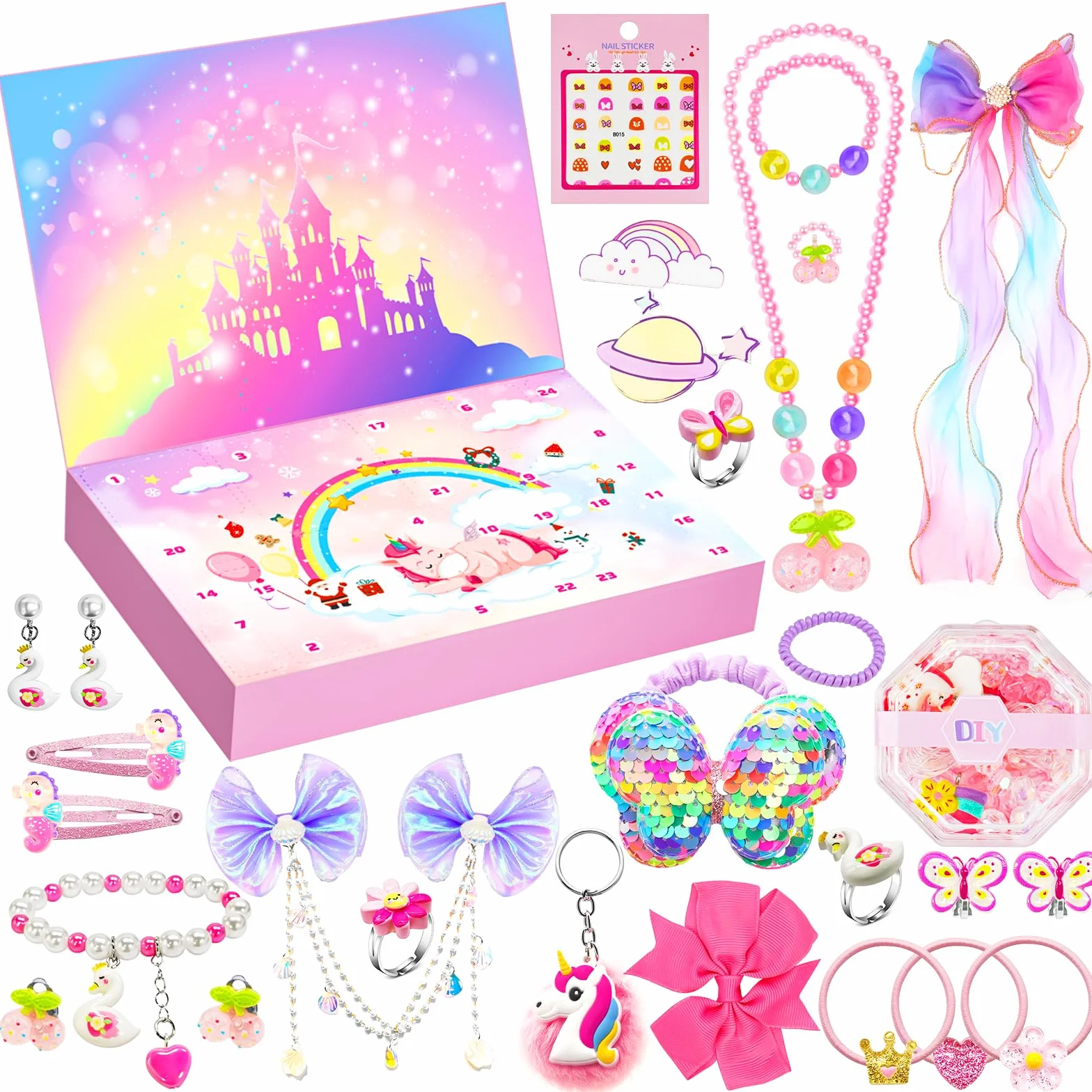 Calendario Avvento Bambina 2025 Calendario Avvento Bambini 24 Giorni Natale Conto Alla Rovescia Giochini per Calendario avvento Gioielli per Capelli Collana DIY 3-12 anni Regalo Natale Ragazza