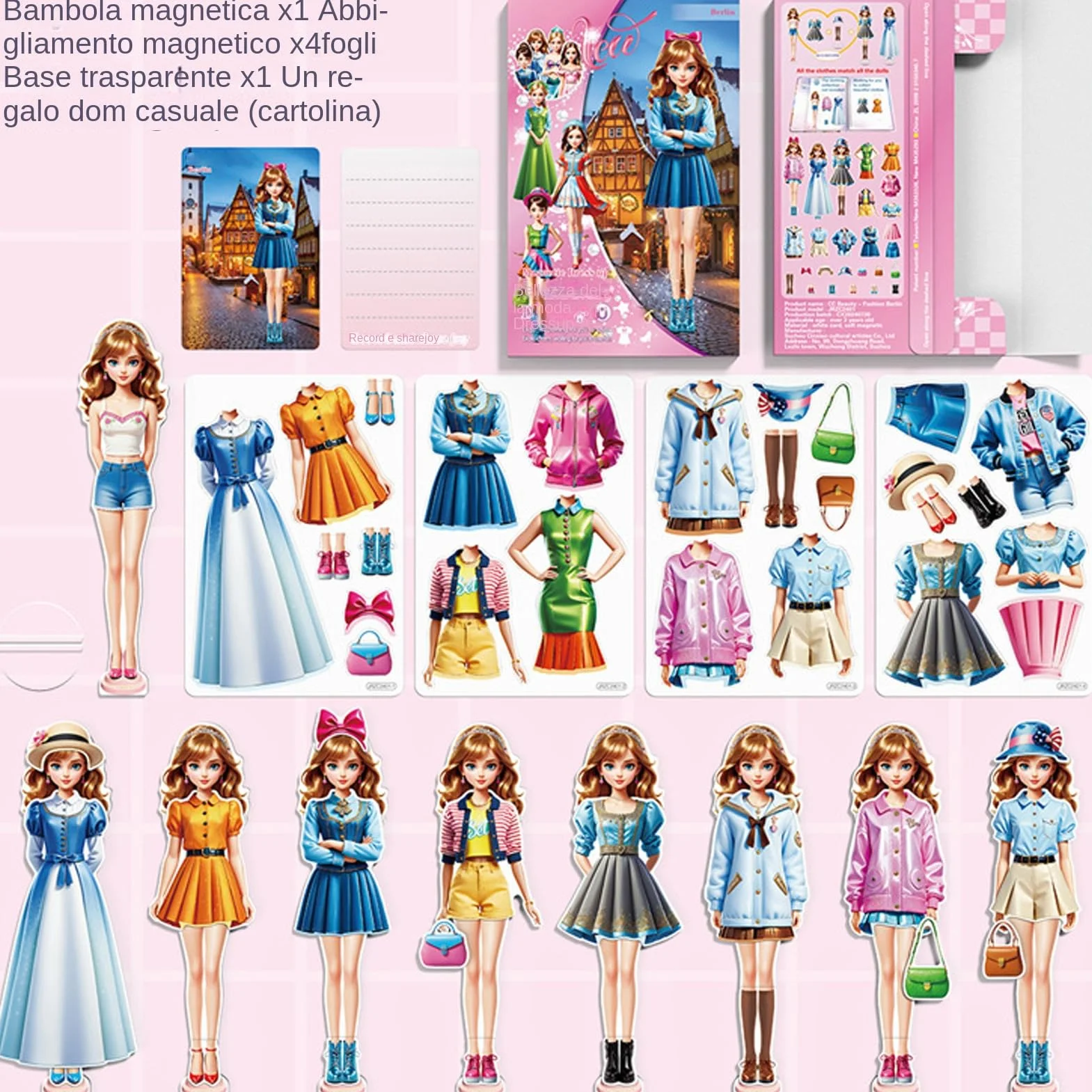 Adesivi Per Vestire - Libro Magnetico Di Adesivi Per Vestire Una Ragazza Alla - Giocattolo Per Bambole Di Carta Fai Da Te, 130 G | Libro Educativo Silenzioso Da 15,5 X 10 Cm Con Oltre 20 Decorazi
