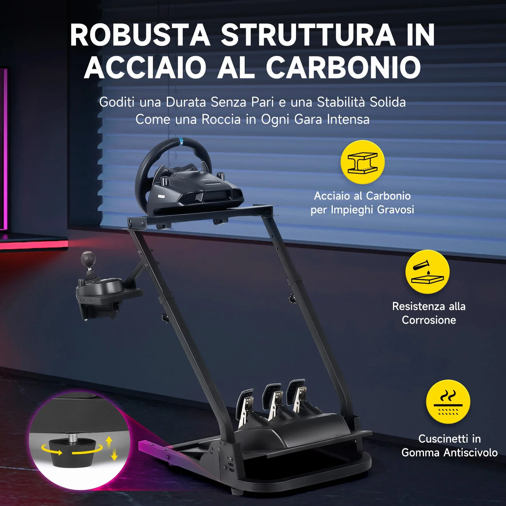CO-Z Supporto per Volante Logitech G29 Pieghevole Postazione Simulatore Guida Supporto da Corsa Regolabile Supporto per Cambio Simulatore di Cabina di Guida per Logitech G29, G25, G27, G920
