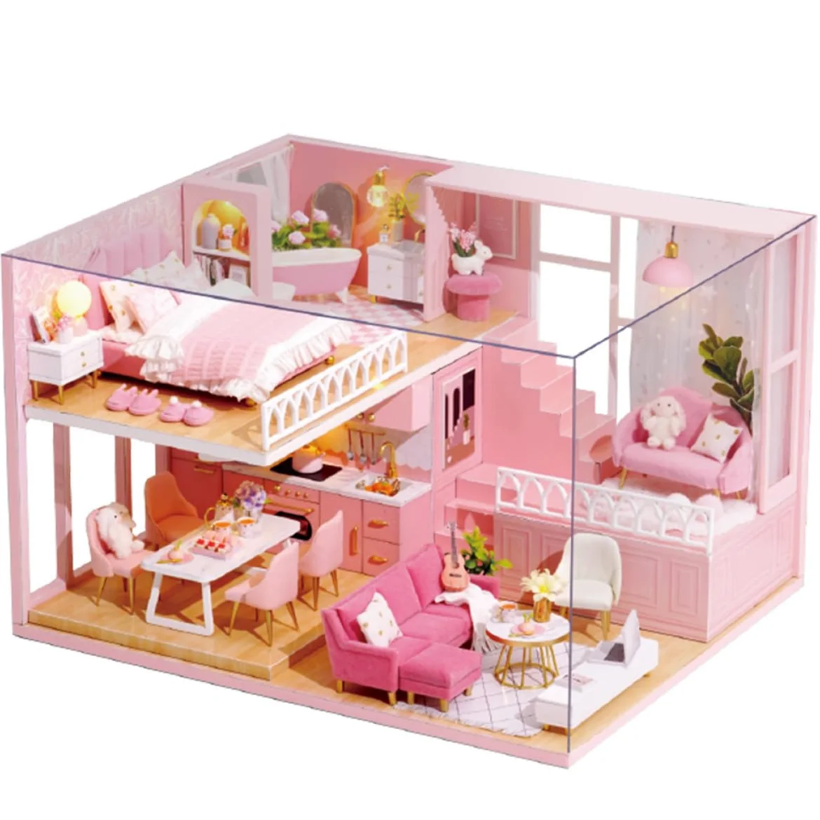 DECHOUS Mini Apartment Fai da Te Casa delle Bambole in Miniatura Giocattolo di Assemblaggio Manuale, Facile da Montare, per Ragazzo Ragazza