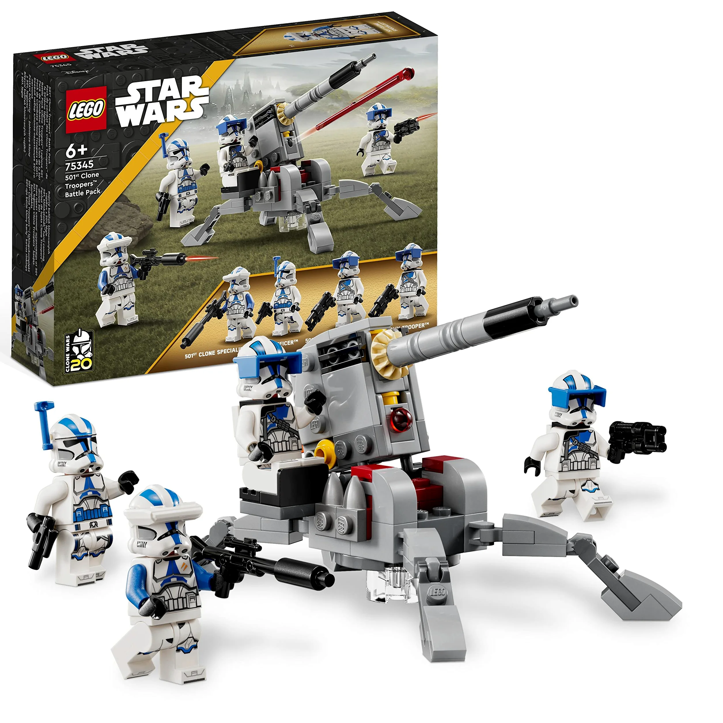 LEGO 75333 Star Wars Jedi Starfighter di Obi-Wan Kenobi, Modello da Costruire & 75345 Star Wars Battle Pack Clone Troopers Legione 501, Modellino da Costruire