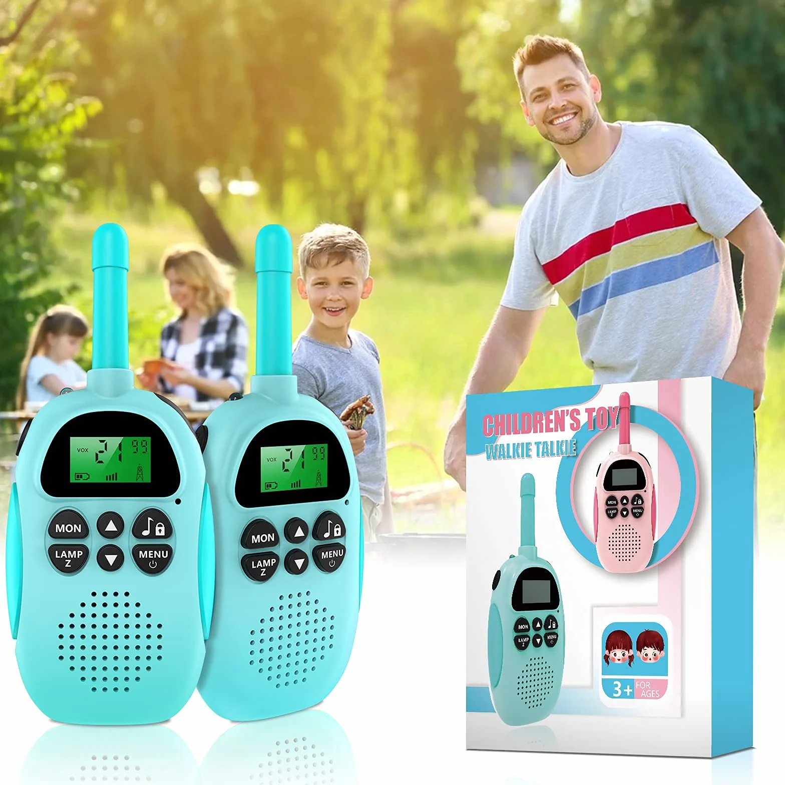 Uleway Walkie Talkie Ricaricabili Lunga Portata 16 Canali LCD Retroilluminato VOX Blocco Tastiera Torcia per Bambini 3-12 Anni