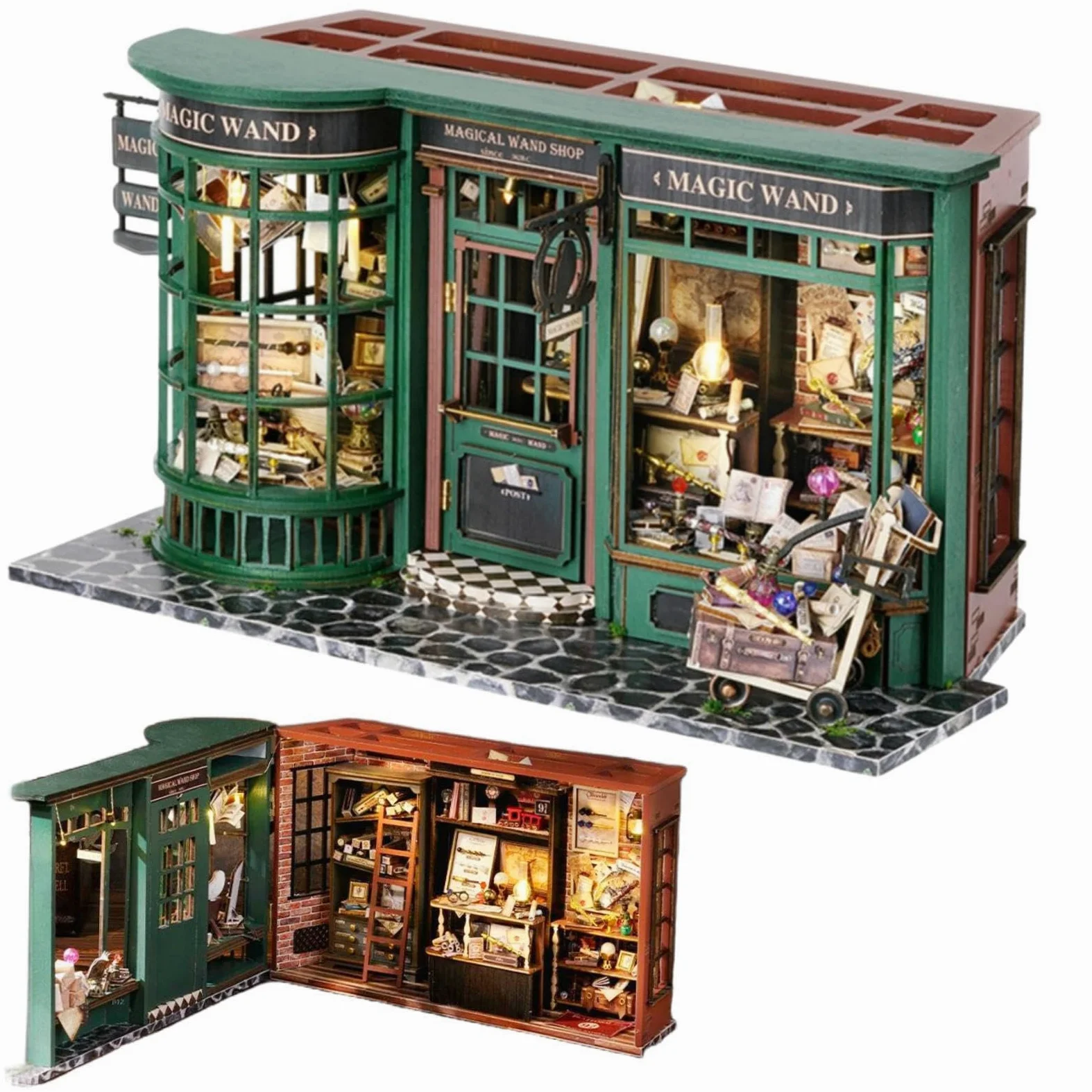 Magic Shop, kit fai da te in miniatura per casa delle bambole fai da te, ornamento creativo, casa delle bambole con luce LED, regalo magico per casa