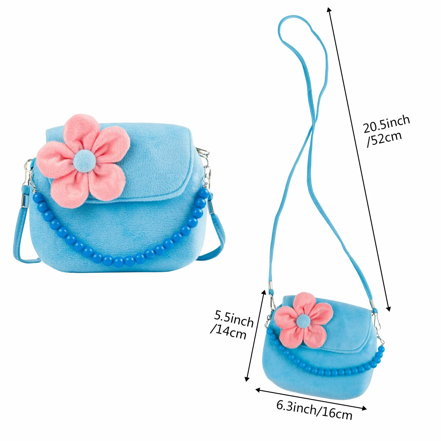 Comius Sharp Girls Princess Borse, Gioielleria per Bambini, Peluche Collana Bracciale Anello Orecchini Set, Borsetta Principessa Blue