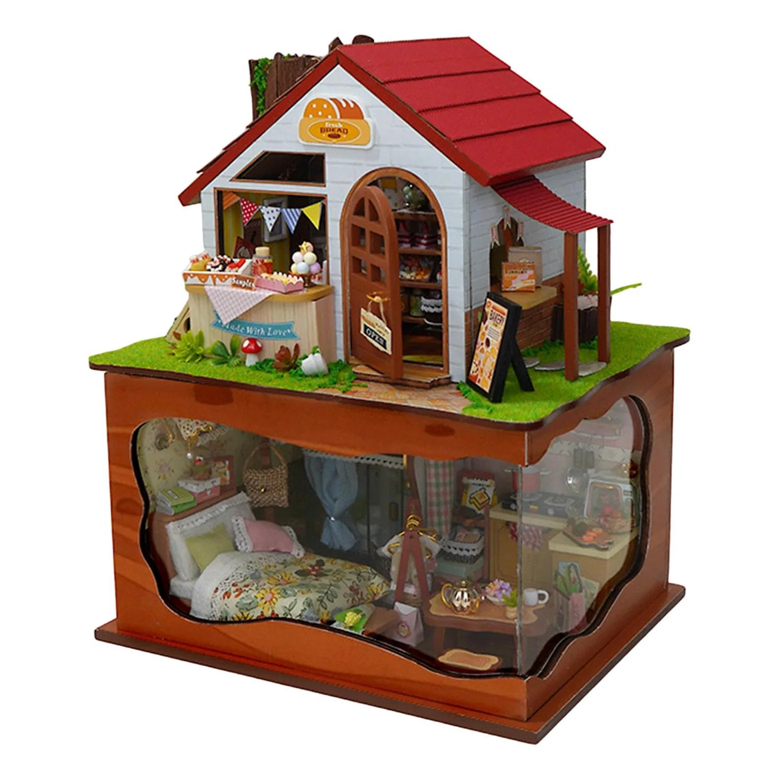 Kit Fai da Te per Costruire Una Casa in Miniatura, Modello di Assemblaggio Artigianale, Regalo per Adulti con LED