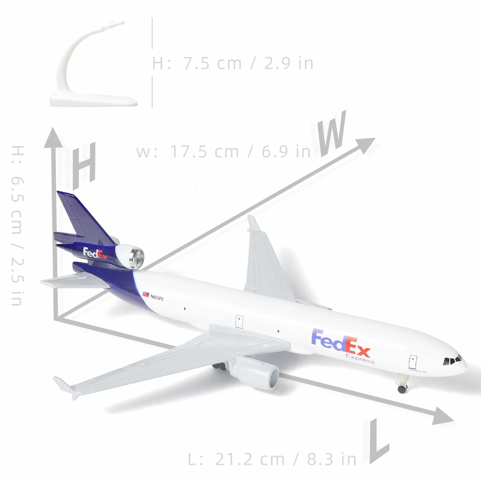 Modellino di aereo in metallo pressofuso FedEx MD-11 - 21,1 cm cargo per adulti e collezioni