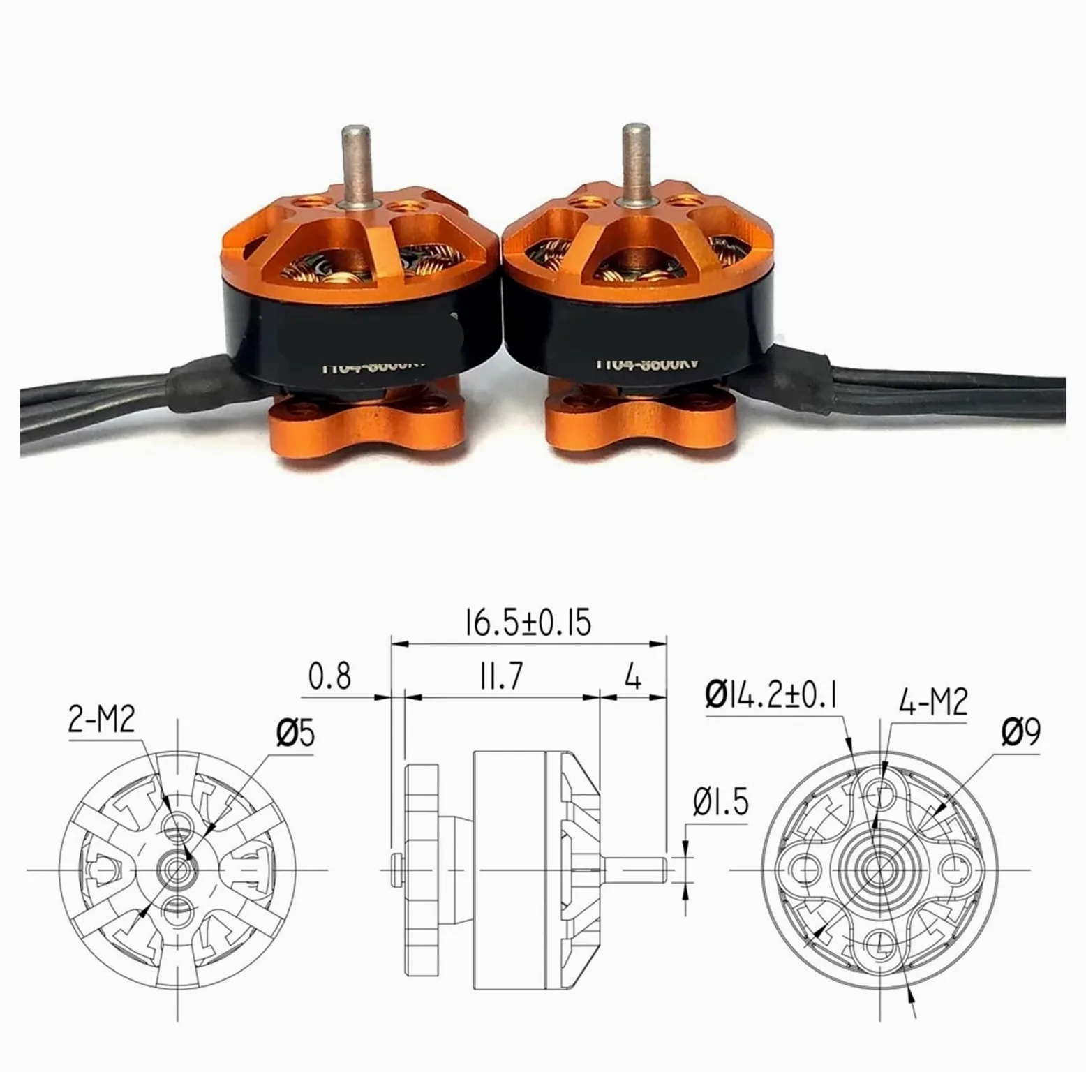 Motore Brushless 1104 7500KV 8600KV per Drone FPV 90-110mm 1-2S | Motore 1104 leggero 5,6g, albero 1,5mm, potente e silenzioso per racing FPV(1Pcs 1104 7500KV)