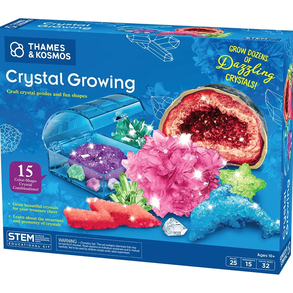 Thames & Kosmos Crystal Growing | Kit per esperimenti STEM | Coltiva dozzine di cristalli scintillanti e colorati! | Scopri la cristallizzazione e conduci esperimenti scientifici classici | Crea geodi