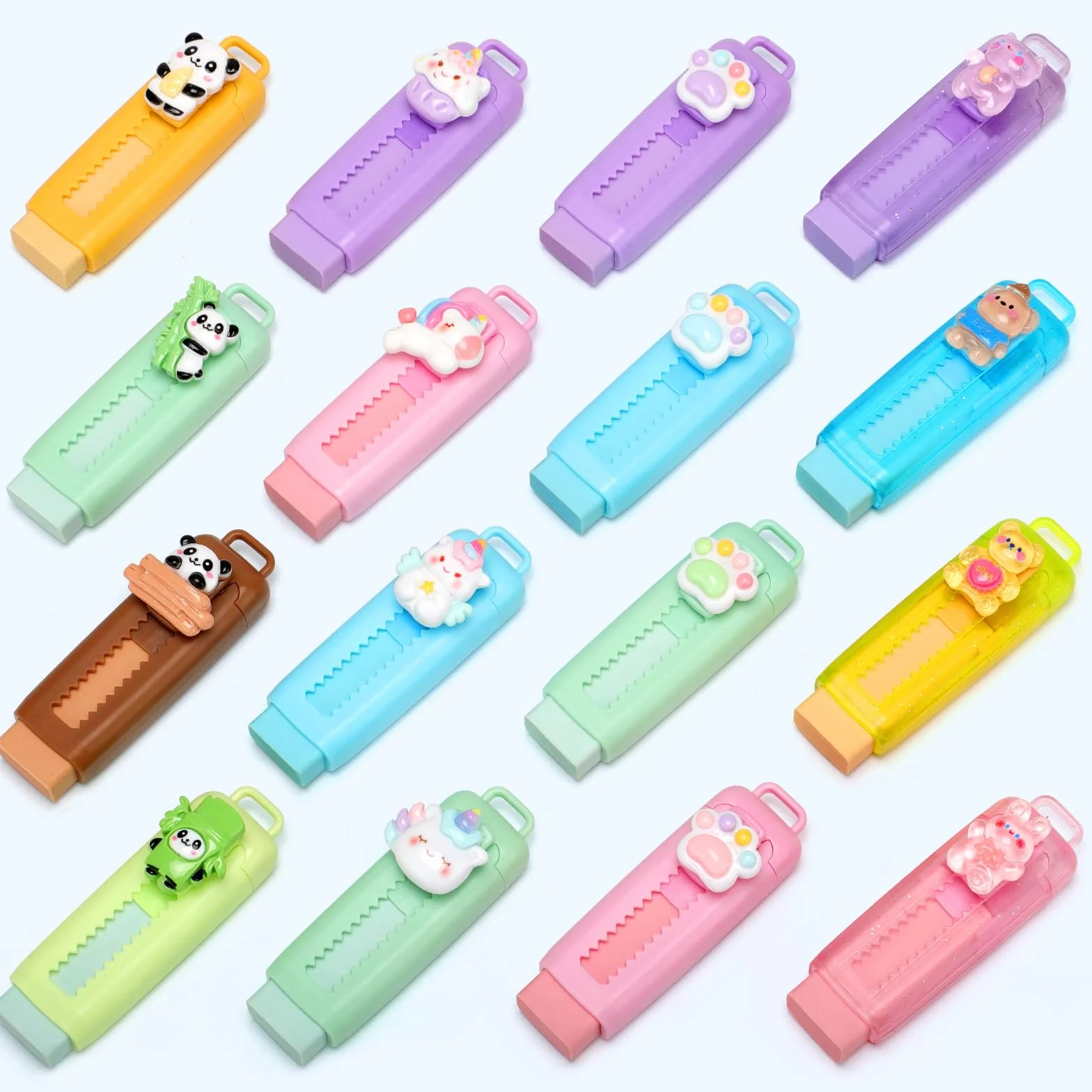 16 Pezzi Set Retrattile Gomme da Cancellare per Sacchetti Regalini Fine Festa Compleanno Bambino Invitati, Pignatta Gadget Regalo Compleanno Bambini e Bambina