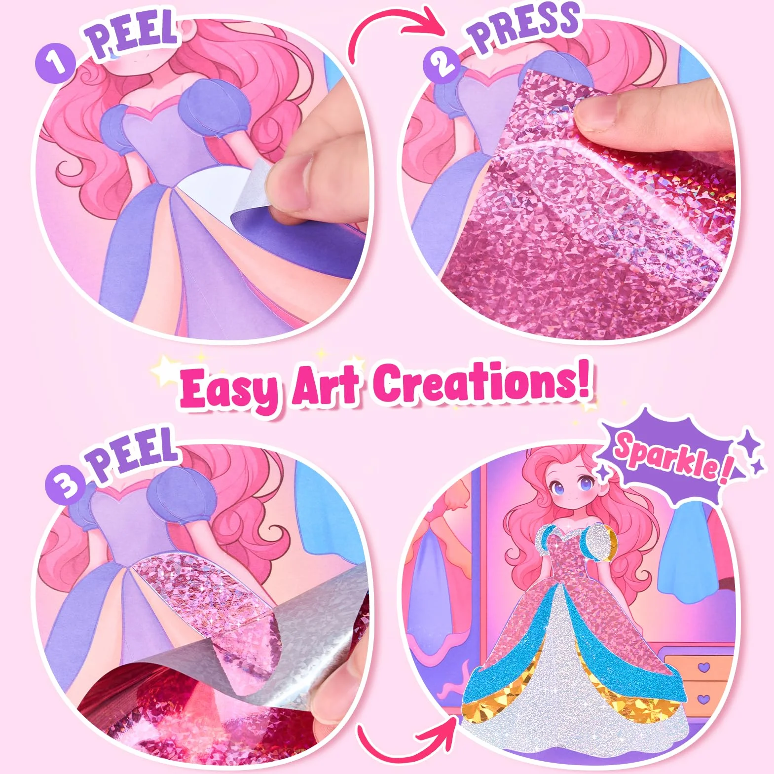 JoyCat Libri da colorare con acqua, Attività artistiche e creative, Arte senza disordine Principessa per bambini 4-8 anni, Kit e forniture creative, Attività fai-da-te, Regali per ragazze e ragazzi
