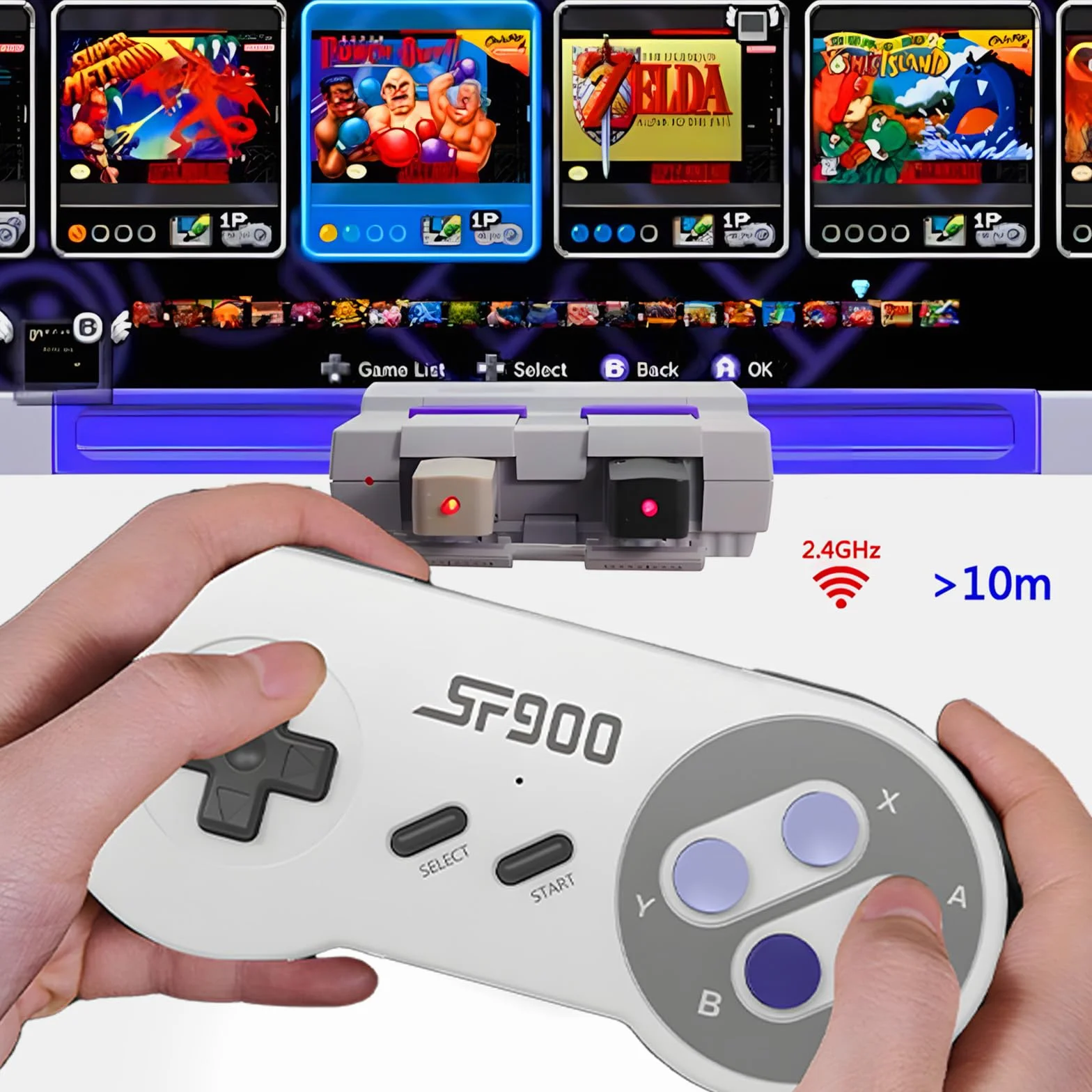 Console per Videogiochi Retrò,Console SF900,Console di Gioco USB Senza Fili,Scheda Integrata da 2.4 GB,Connessione Hdmi-Giochi Hd Nostalgici Retrò 5000