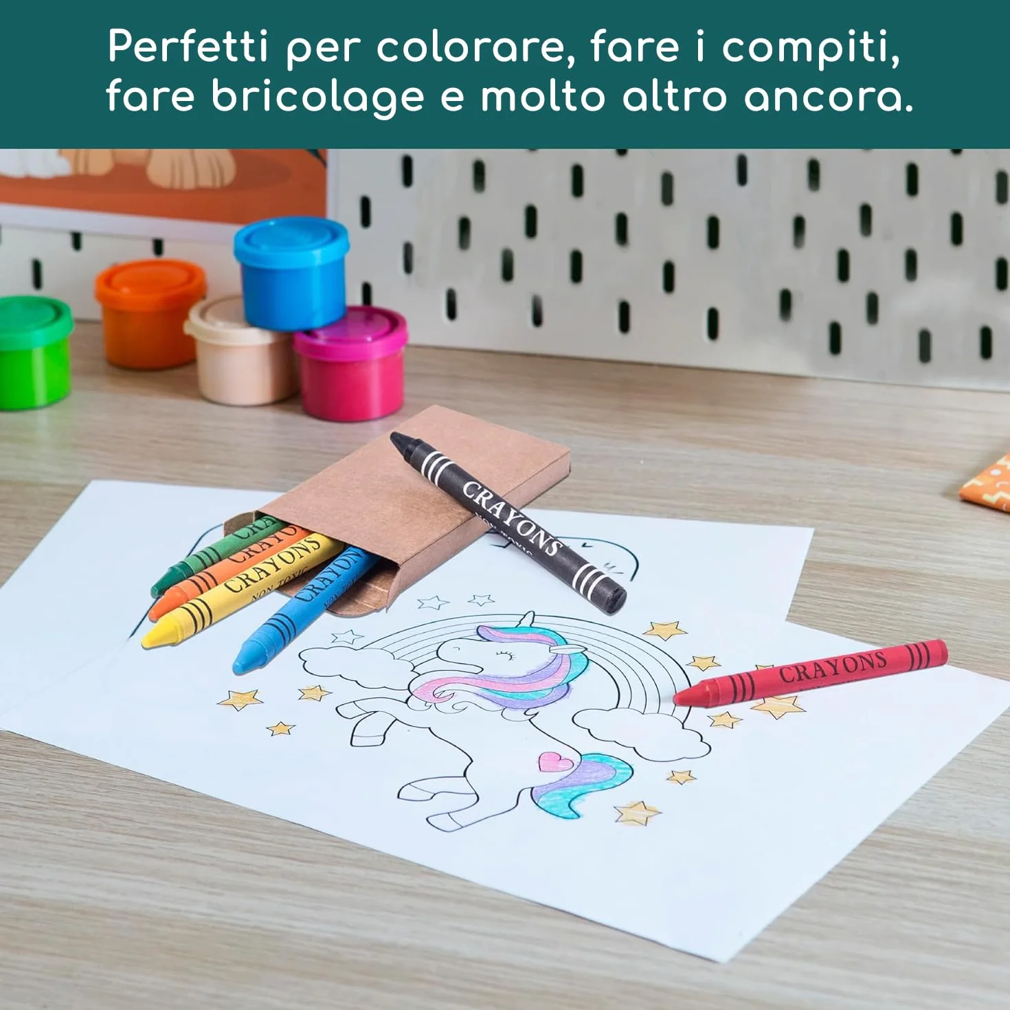 Gadget compleanno bambini - Set di 25 scatole di pastelli a cera colorati - Regalini fine festa per bambini - 6 pastelli per scatola - Perfetti per compleanni e bustine regalo