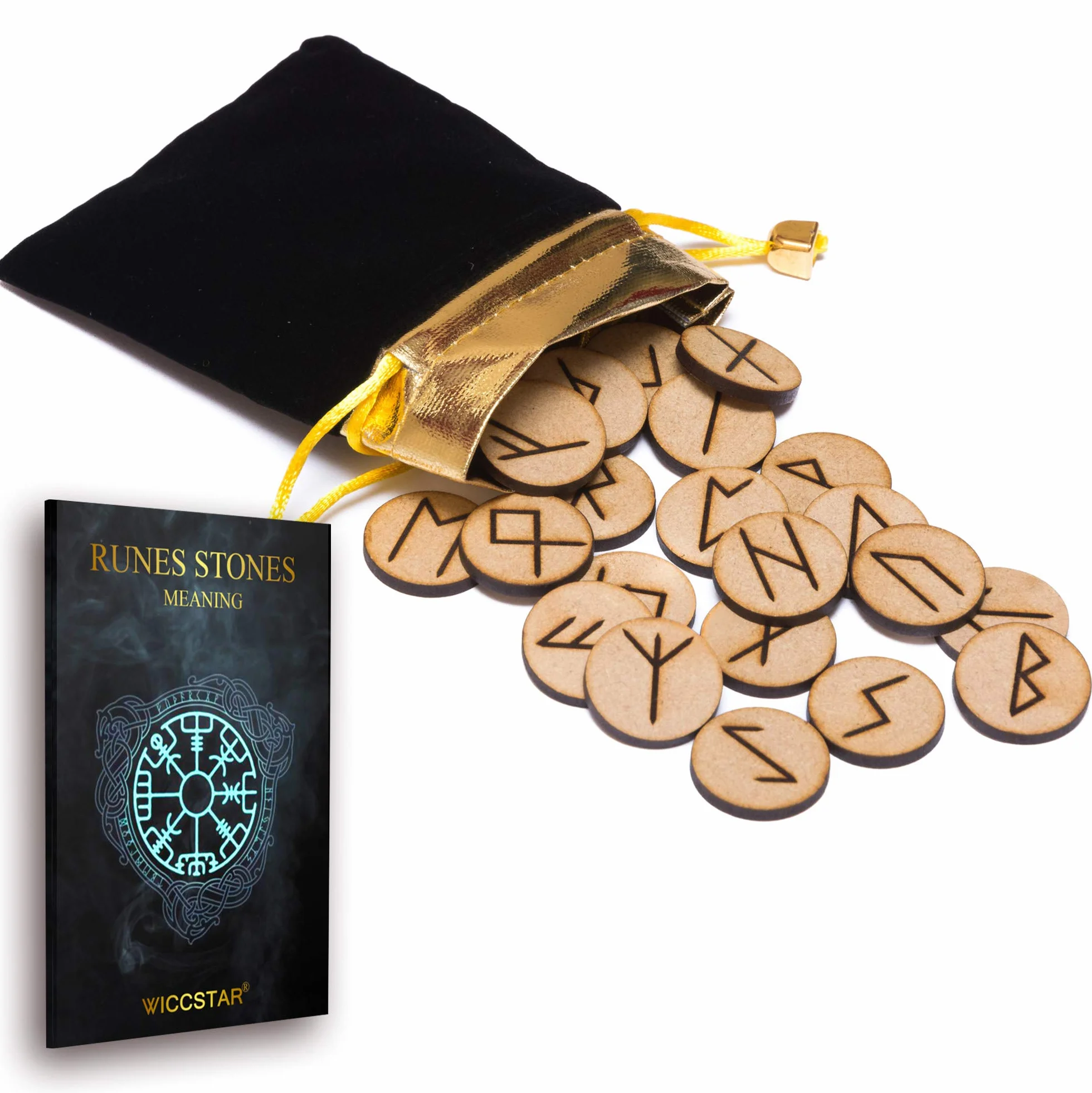 Rune Celtiche Stone Set Borsa con Layout & Pergamena