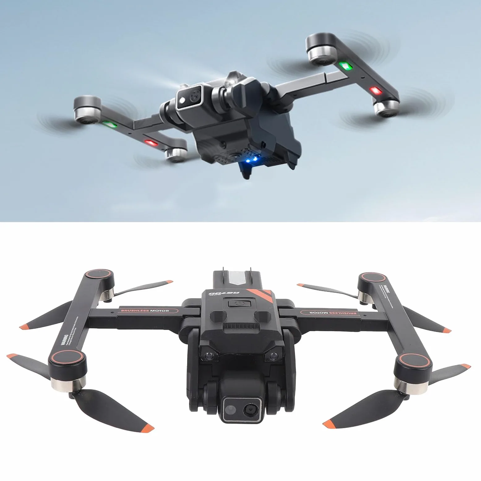 Asixxsix Drone GPS con Fotocamera EIS 4K, Quadricottero RC con Motore Brushless Ritorno Automatico Trasferimento Immagini HD Commutazione Doppia Fotocamera con (2 Batteria)