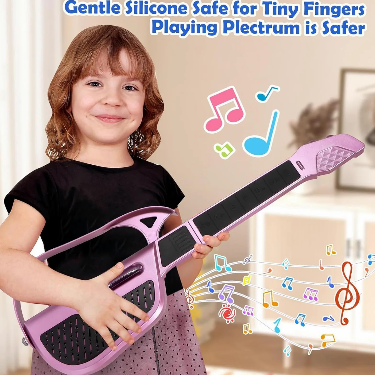 Chitarra Giocattolo Chitarra Elettrica Senza Corde | Giocattolo Musicale Educativo per Casa Asilo Scuola Famiglia Compleanno Festa Viaggio e di Gruppo