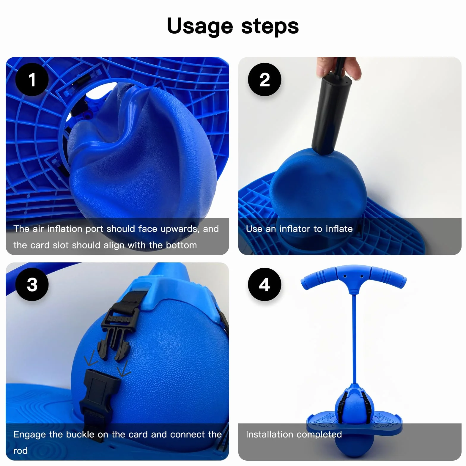 Pogo Ball for Adults, Balance Jumping Ball for Kids, Palla Rimbalzante con Maniglia Maniglie E Pompa (Blau)