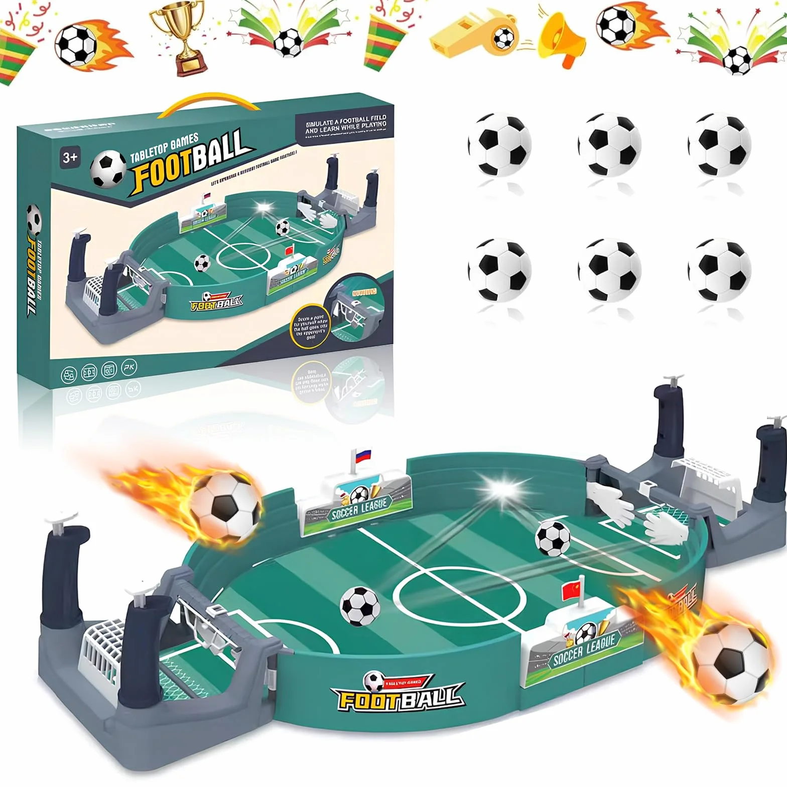Calcio Balilla Bambini con 6 Palline Mini Biliardino Interattivo per Bambini, Adulti, Feste di Famiglia