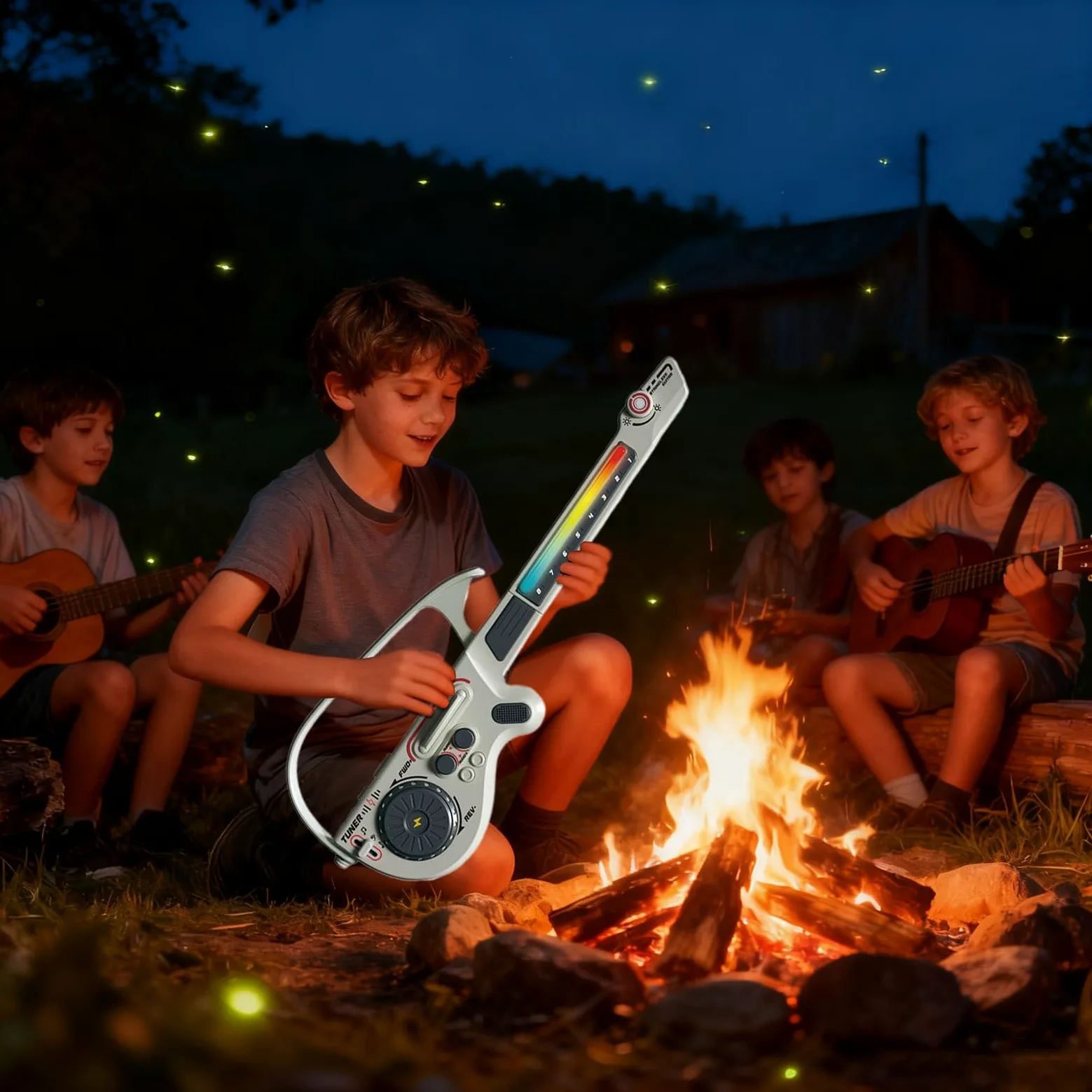 Chitarra Elettrica per Bambini Giocattolo Educativo Pieghevole | Giocattoli Musicali con Colorate Per Ragazzi Ragazze Principianti Pratica Casa Viaggio Regalo Compleanno Natale