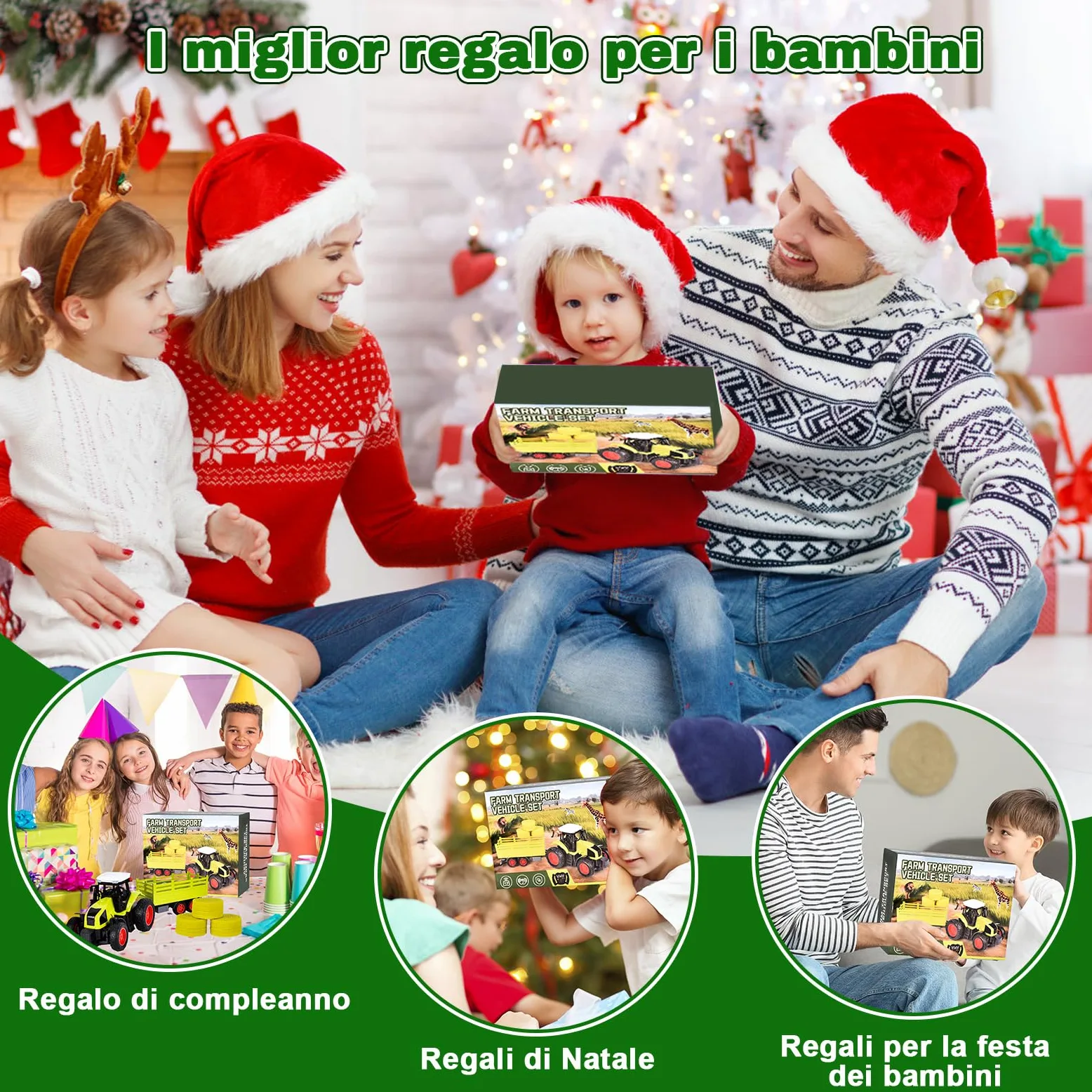 Aragallant RC Trattore Telecomandato per Bambini Con Rimorchio Animale Pagliaio, Radiocomandato Giocattoli Agricoltura Playset 3-8 Anni