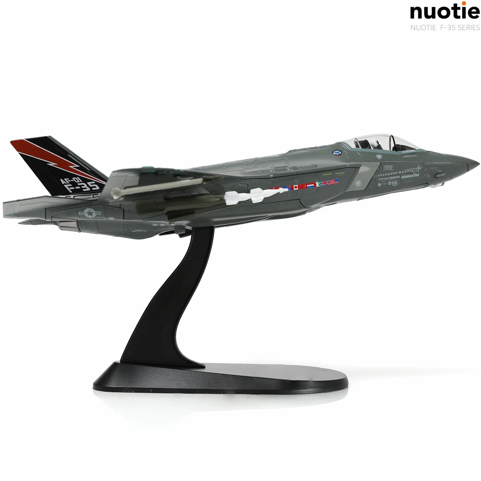 NUOTIE 1/72 F-35A Lighting II Fighter Aircraft Model Fighter U.S. Airforce AF-01 Modello di aereo pressofuso con espositore Squadrone F35A Flight Mode (AF-01) Collezione di modelli regalo per adulti