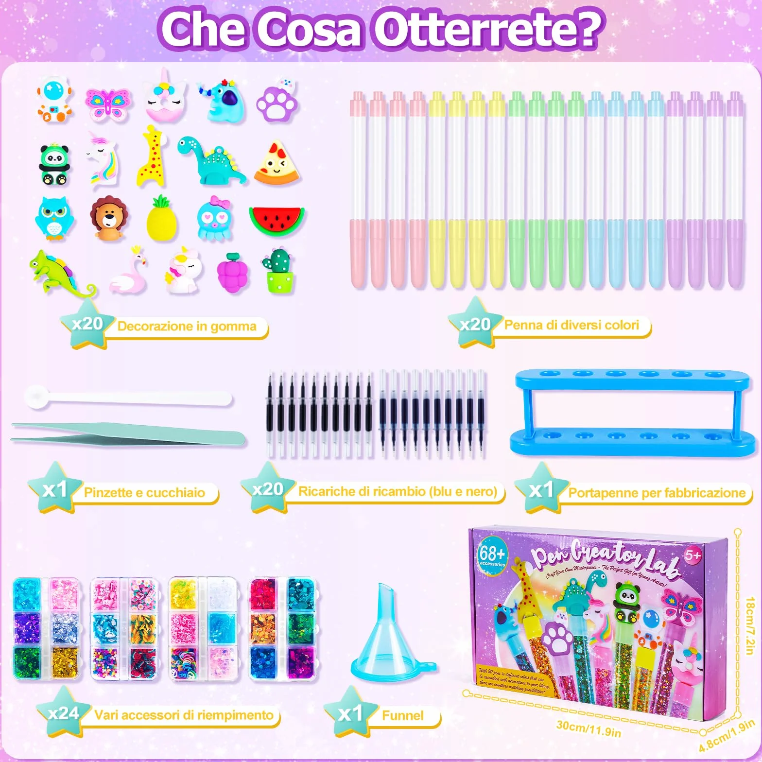 Kazzley Fabbrica delle Penne con 20 penne, Lavoretti Creativi per Bambino 6-10 Anni, Set di Cancelleria 5-12 Anni