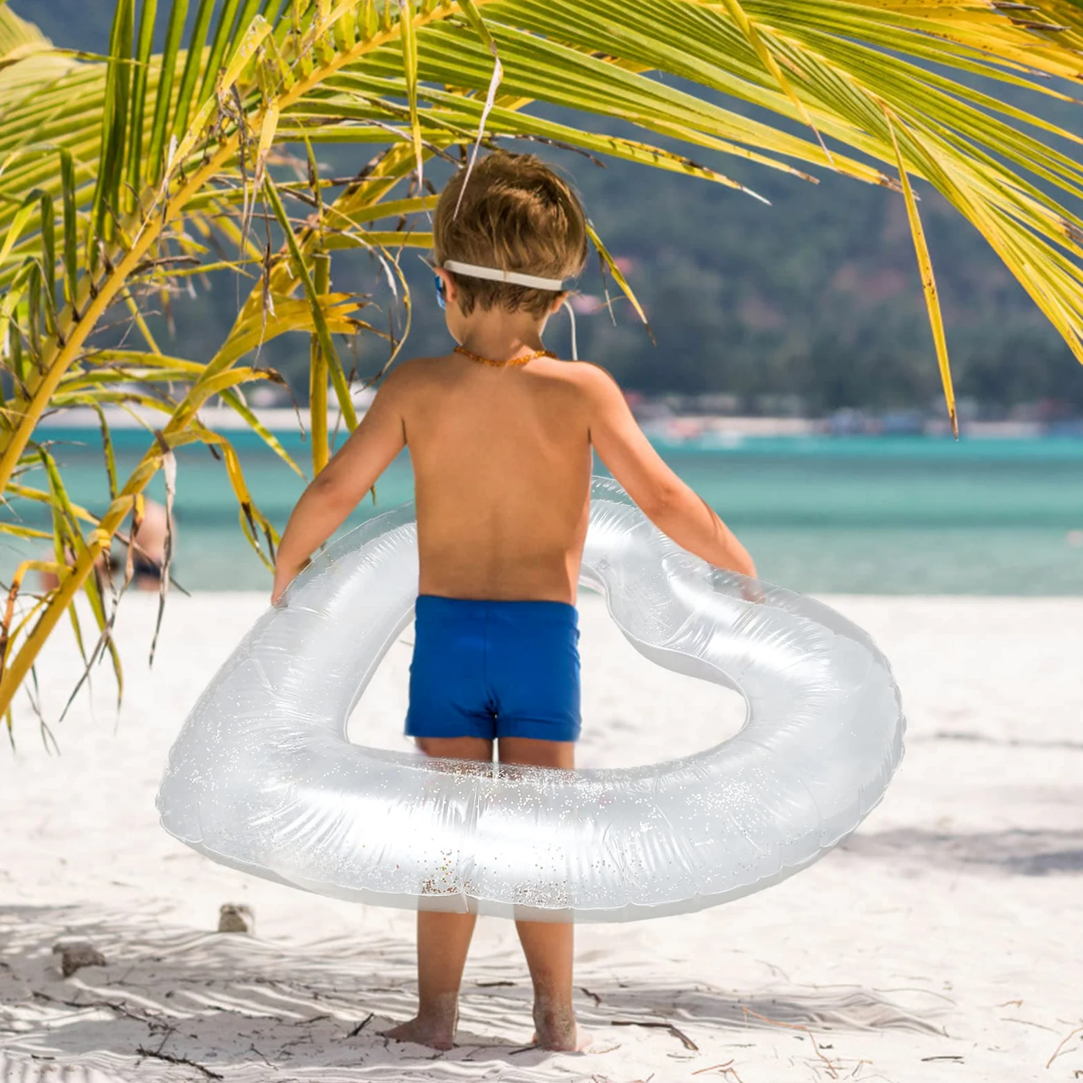 Abaodam salvagente a forma di cuore toys for giocattolo toys pool piscina gonfiabile per galleggia anello da nuoto creativo Anello da nuoto gonfiabile pvc bianca