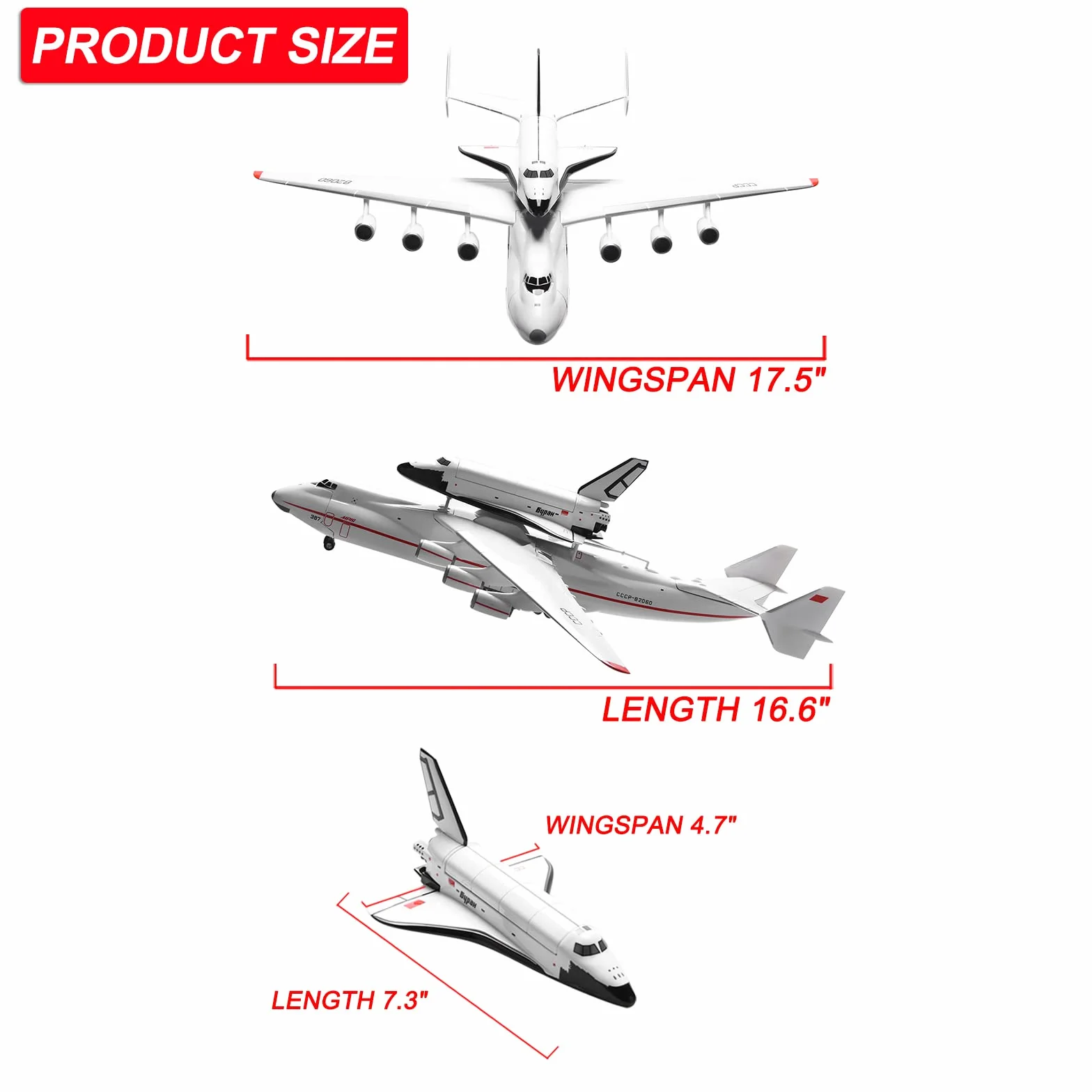 1:200 Scala An-225 ANTONOV Trasporto con Spaceshuttle BURAN Resina Aircraft Diecast Modello per la Collezione