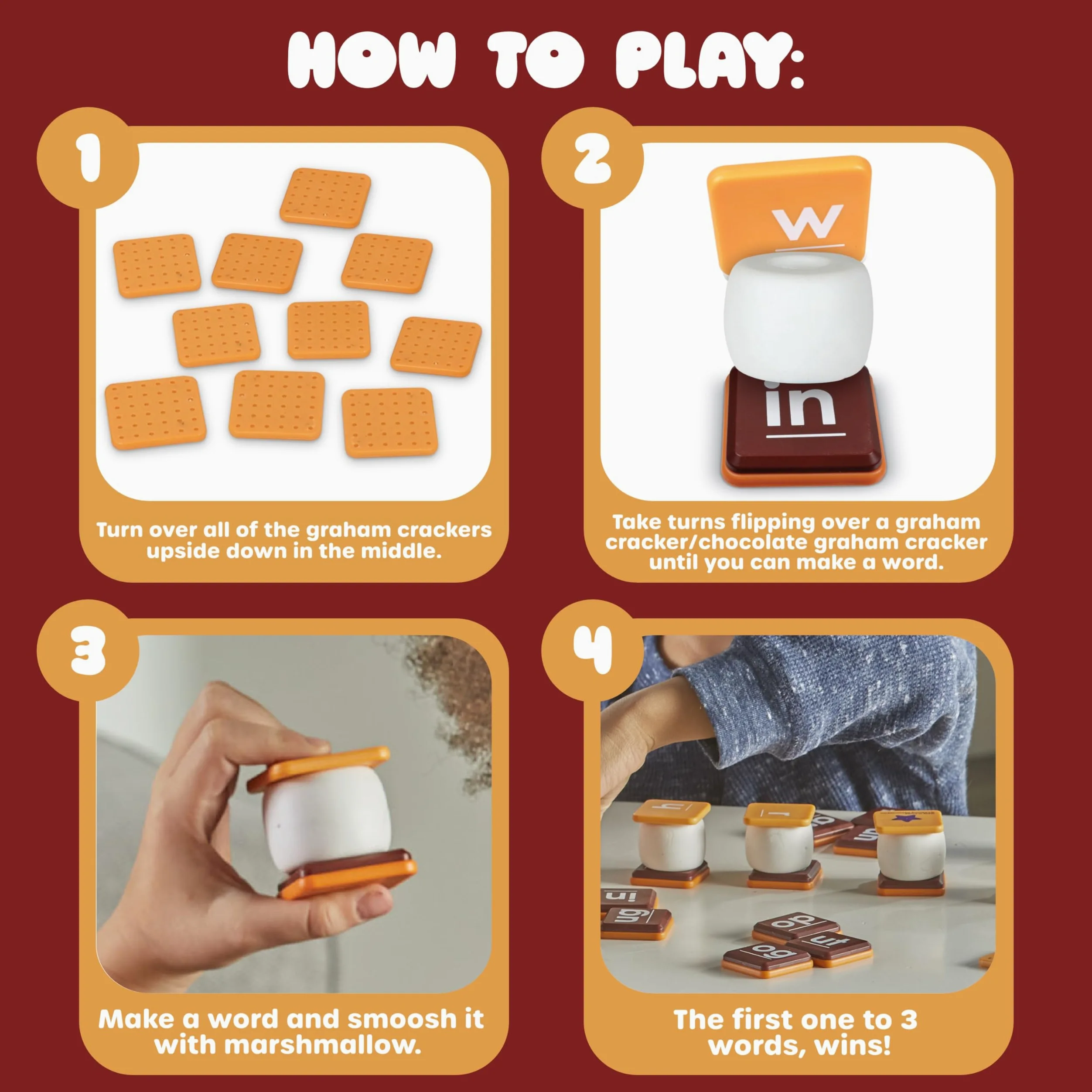 Learning Resources Let's Spell S'Mores!, Alfabeto Flash Card, giochi di parole, imparare a leggere, Strumenti per la dislessia per bambini, età 5+, 62 pezzi