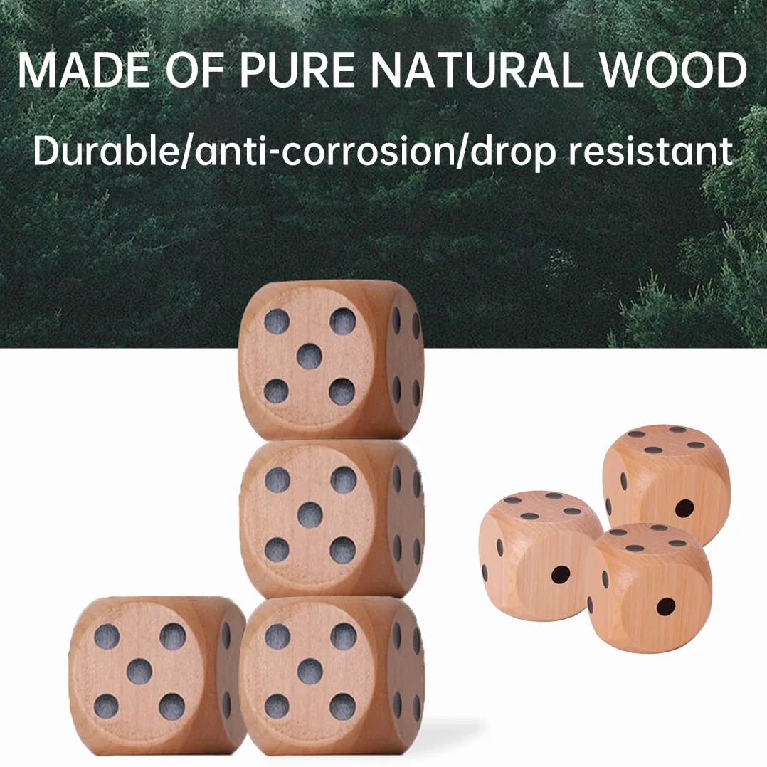 30 Pezzi Dadi in Legno Naturale, 6 Lati, Accessori per Giochi da Tavolo e di Carte