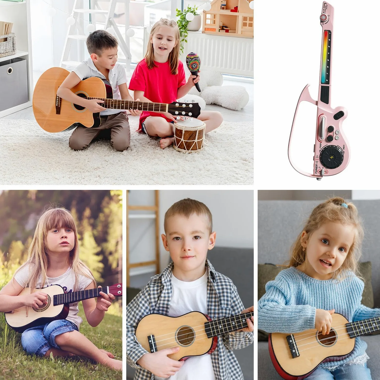 Chitarra per Bambini Strumento Musicale Wireless Giocattoli Educativi | Chitarra Karaoke Ricaricabile Giocattoli Regalo per Ragazzi Ragazze Adolescenti Viaggio Casa Scuola Natale Compleanno
