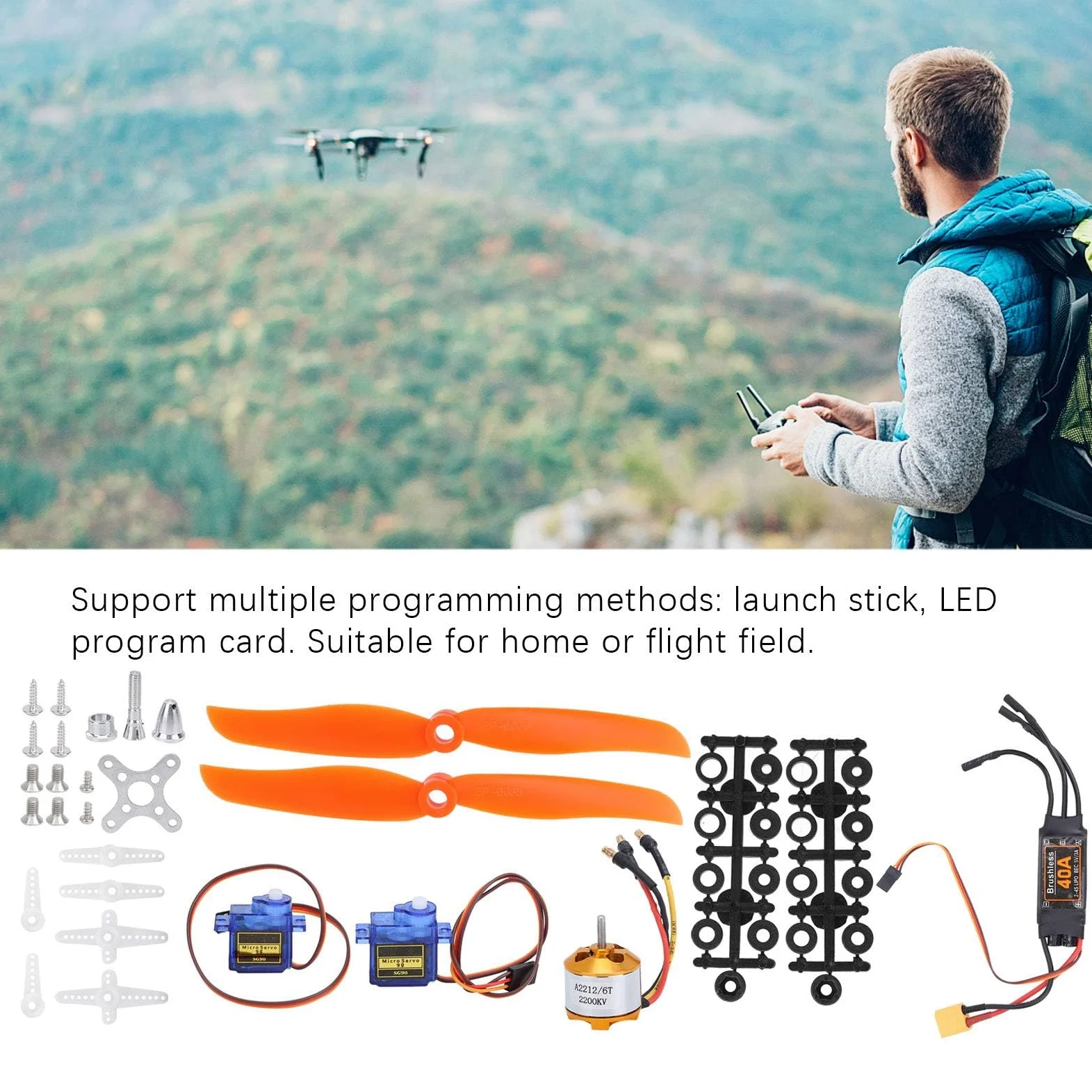 Motore per aeroplano RC, 2212 KV2200 Motore Brushless 40A XT60T SG90 Servo 6035 Kit di accessori per elica per aerei RC Aereo RC Quadcopter Aereo ad ala fissa elicottero aereo aereo