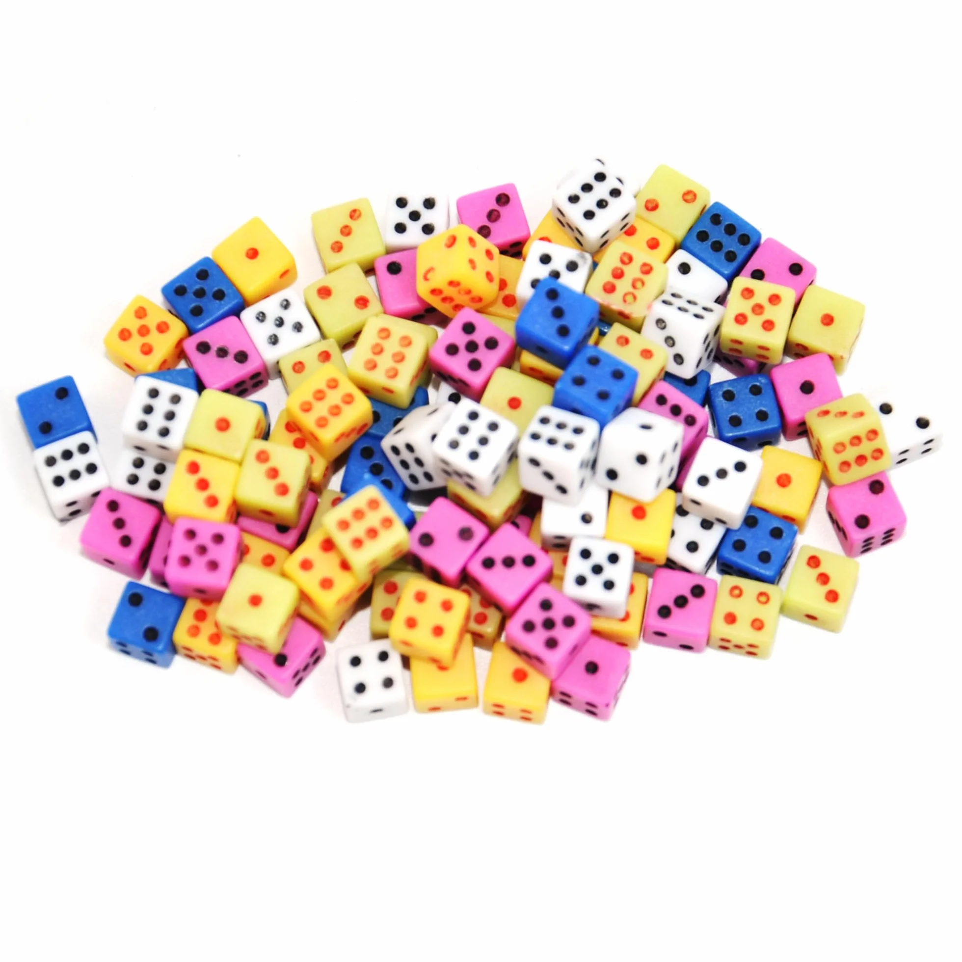 Smartdealspro 100 mini dadi quadrati assortiti D6 per attività a tema casinò, giochi da tavolo, insegnamento matematica, feste (5mm)