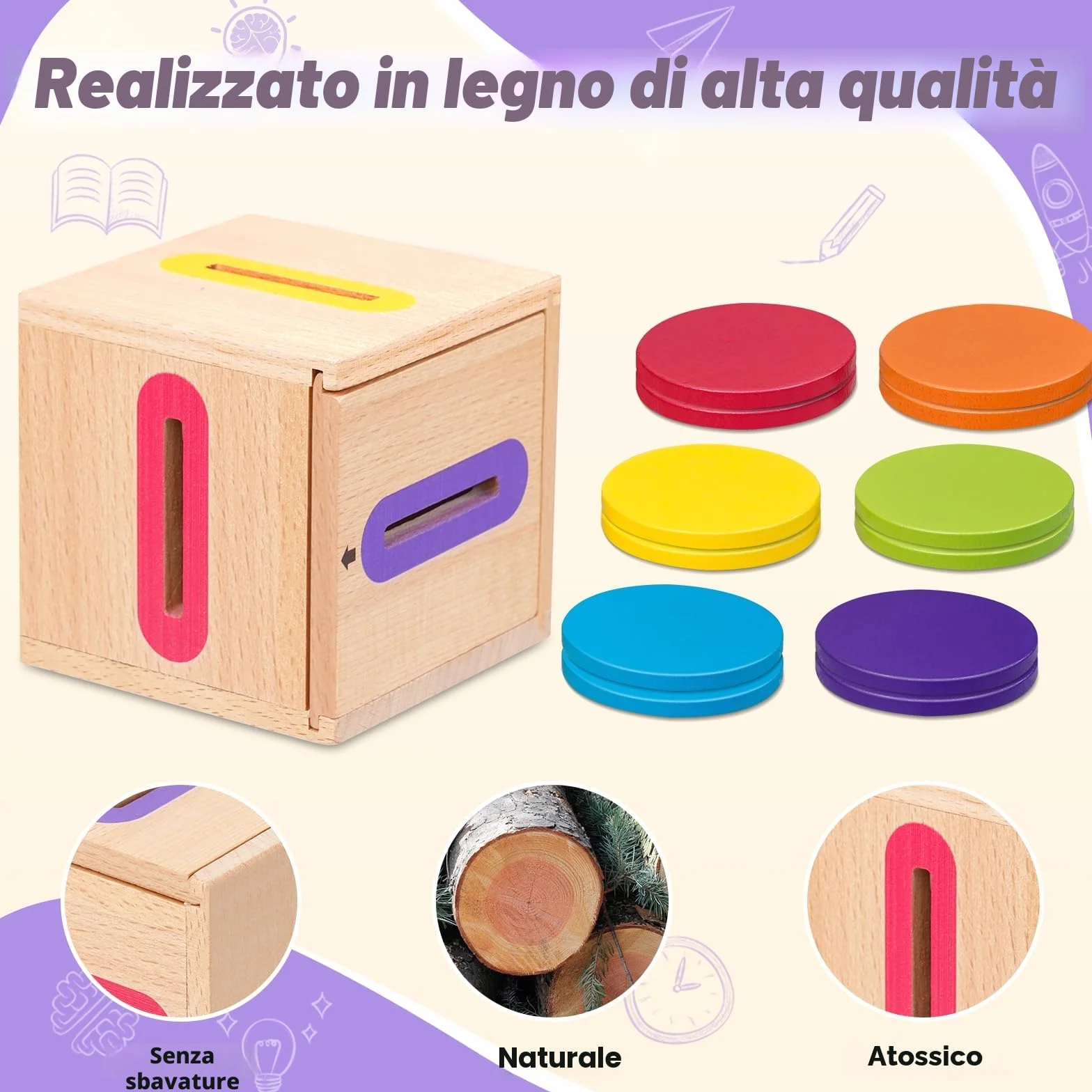 Giochi Montessori 1 2 3 Anno, Giocattoli Bambino 1-3 Anno Giochi da Viaggio Bambini 2 1 3 Anni Regalo Bambino 1-3 Anno Educativi Giocattoli in Legno per attività e Sviluppo