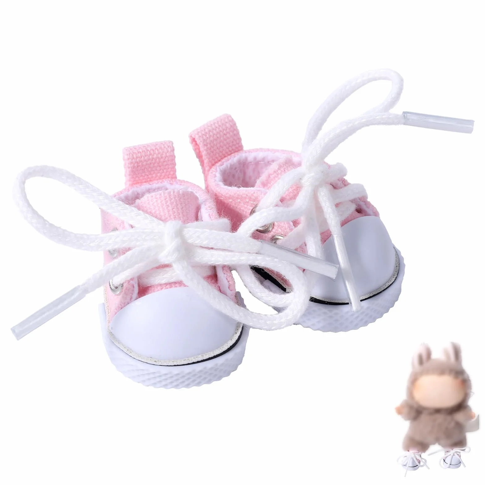 Mikovivi Scarpe di Tela per Bambole, Mini Scarpe Casual Kawaii Carine Accessori Vestiti di Giocattolo Peluche alla Moda per Bambole da 15 cm e 17 cm (Rosa)