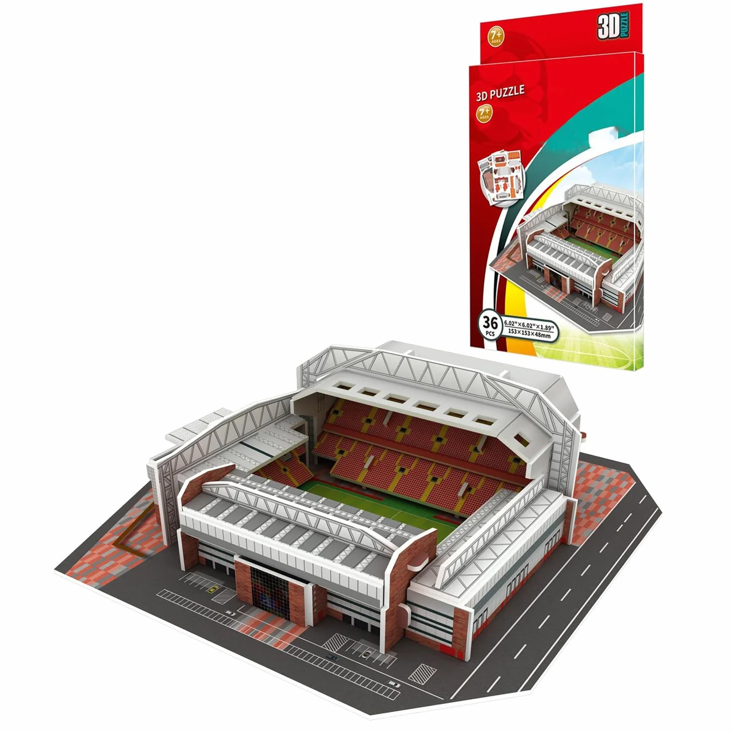 Georgie Porgy Puzzle dello Stadio di Calcio 3D Modello Giocattoli da Costruzione Set di Sostruzione per Bambini Regali di Compleanno (Anfield Stadium 36 Pezzi)