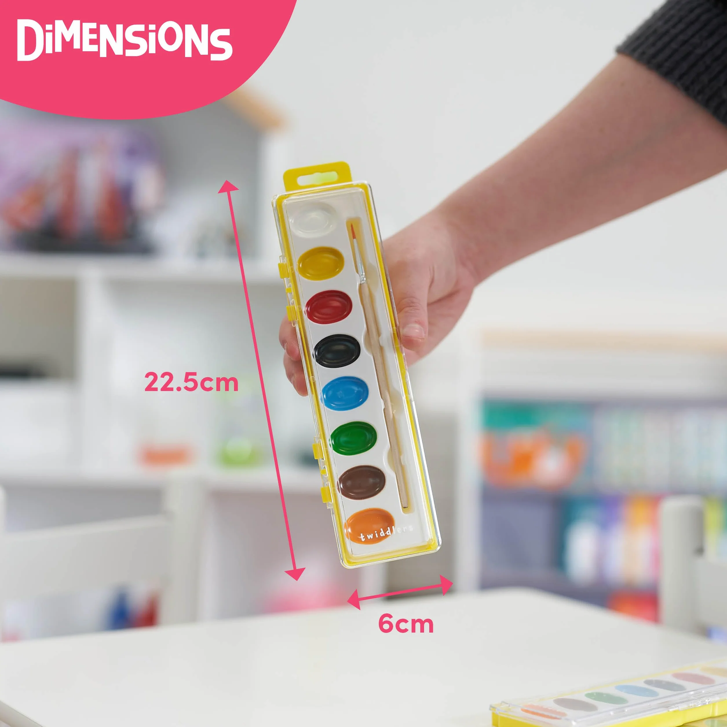 THE TWIDDLERS - 25 Palette di Colori ad Acquerello, Pennelli Individuali con Pennello in Legno e 8 Colori Vivaci, Basta Aggiungere Acqua, Lavandini - Sacchetti per Feste per Bambini, Regali in Classe