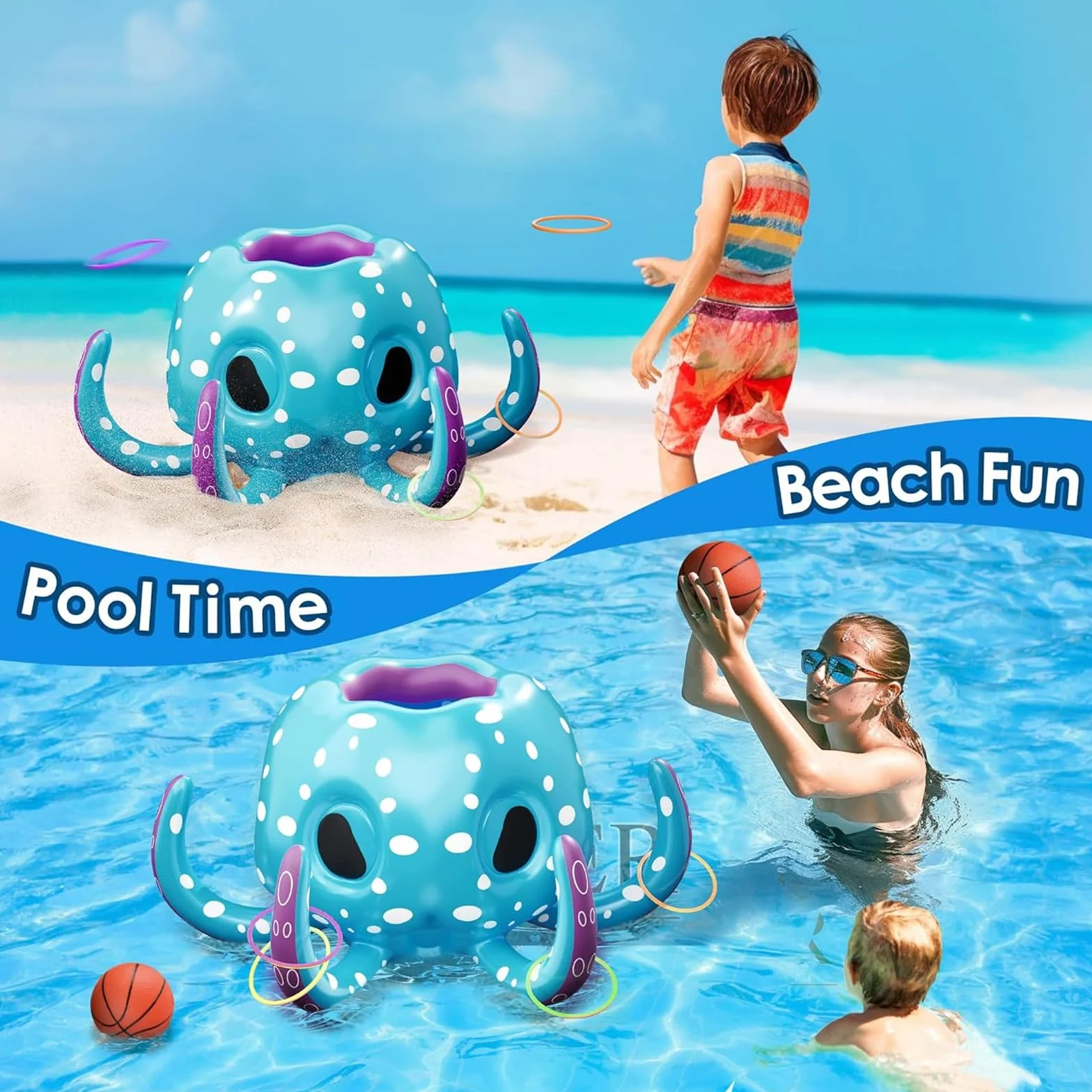 HIQE-FL Canestro da Basket da Piscina,Galleggianti gonfiabili per Piscina,Giocattolo Gioco da Lancio per Piscina Bambini Adulti,Giochi Gonfiabili per Bambini,per Bambini e Adulti