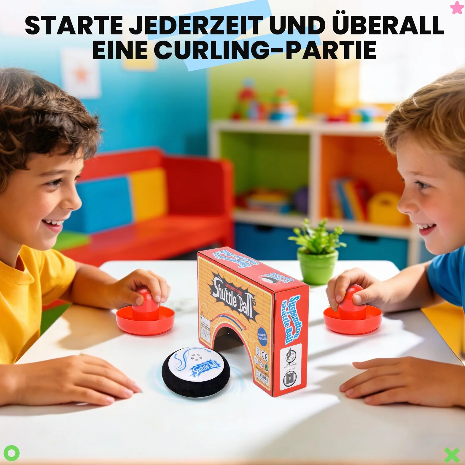 Air Hockey Hover Puck, Portable Air Hockey con 2 Spingere per hockey ad aria rossa, giocattolo da hockey per interni ed esterni, gioco simulato di hockey per bambini adulti